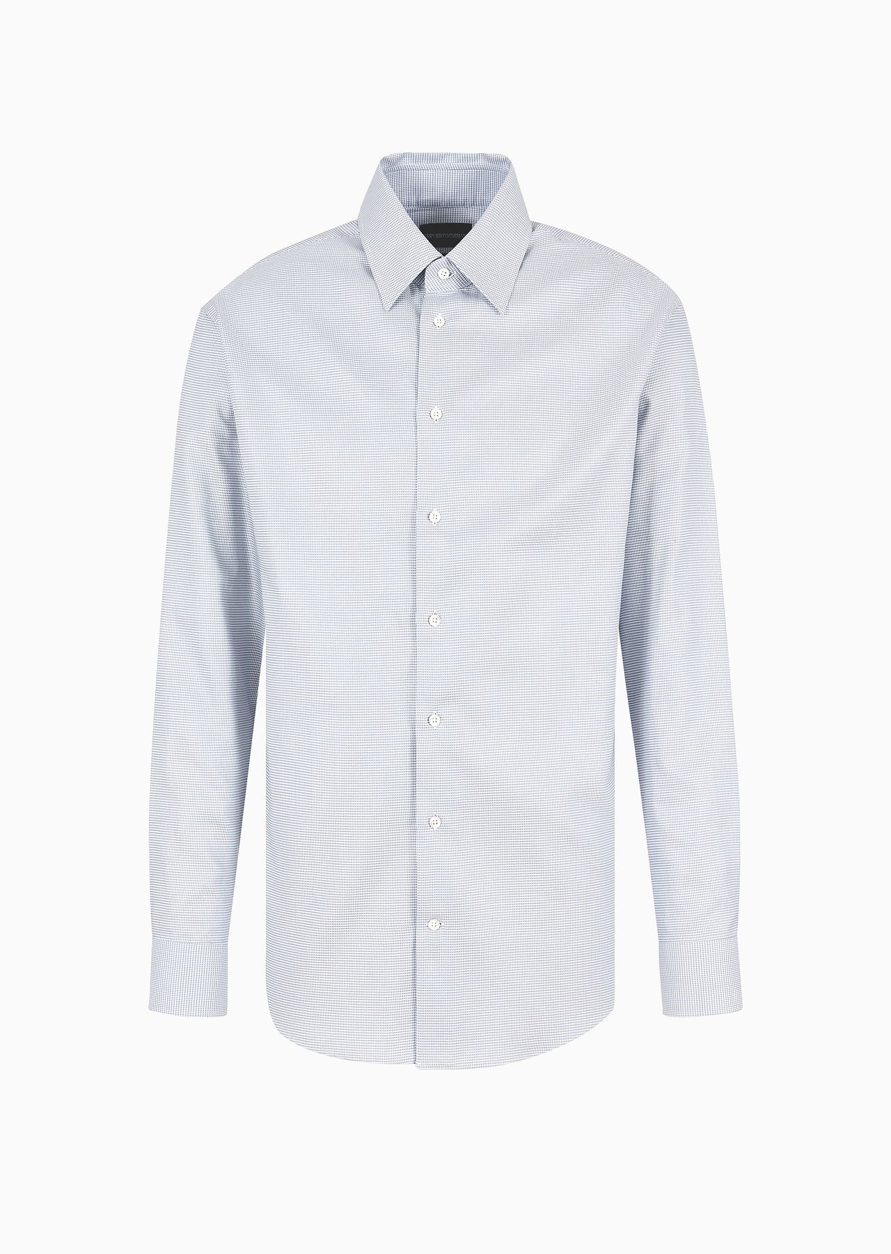 Textured cotton shirt with micro houndstooth motif - 1
