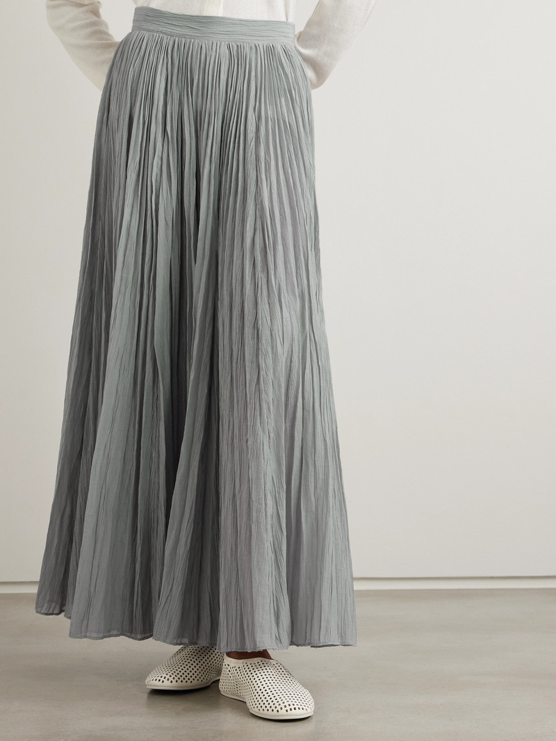 Plissé-organic Cotton-blend Maxi Skirt 4