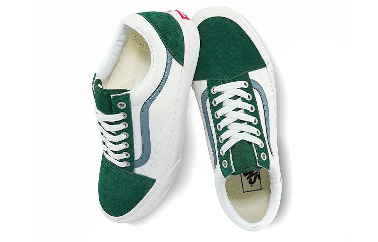Vans Old Skool Low Tops Casual Skateboarding Shoes Unisex White Green VN0A5JMIBLG - 4