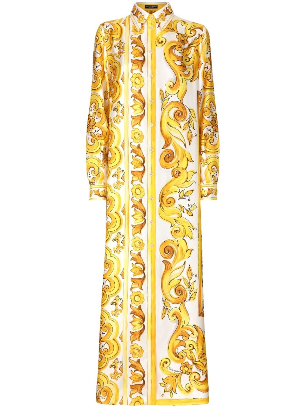 Majolica-print silk dress - 1
