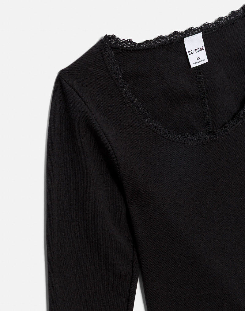 Lace Scoop Neck Long Sleeve - Black 5