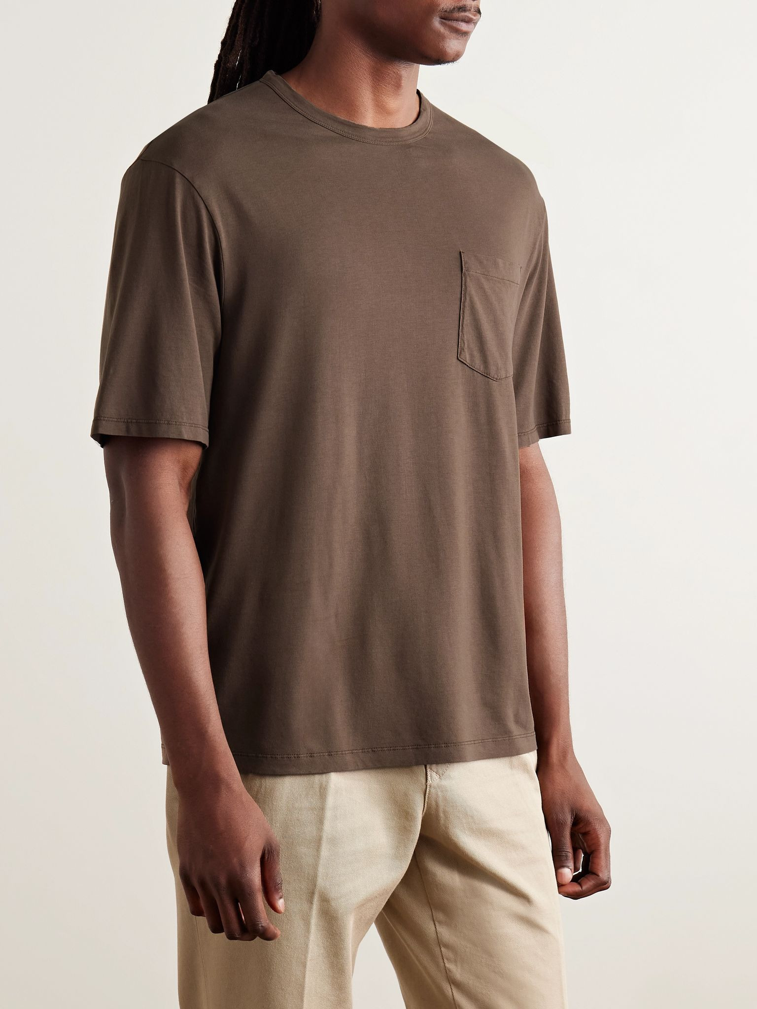 Benny Pigment-Dyed Lyocell and Cotton-Blend Jersey T-Shirt Brown - 3