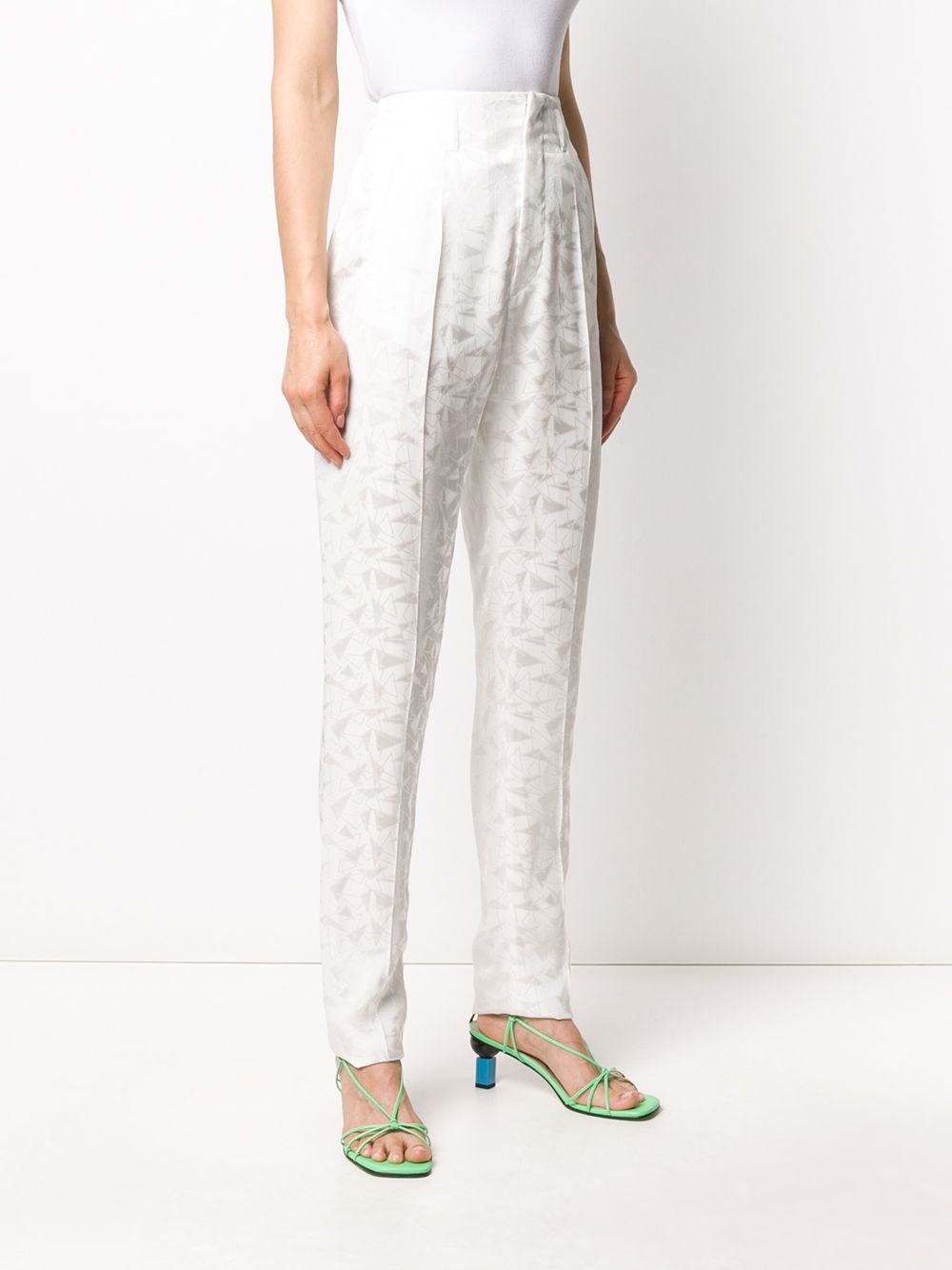 tapered geometric print trousers - 3