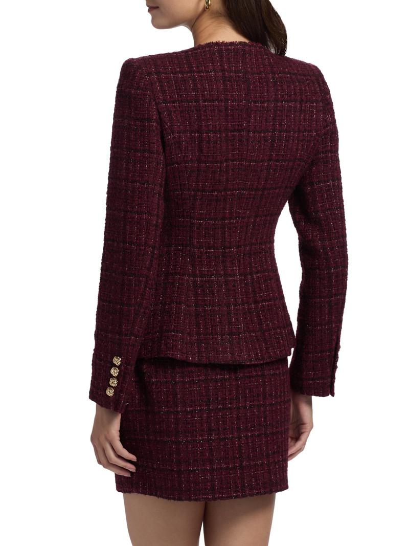 Women's Havana Cotton-Blend Metallic Tweed Jacket - Malbec Multi 5