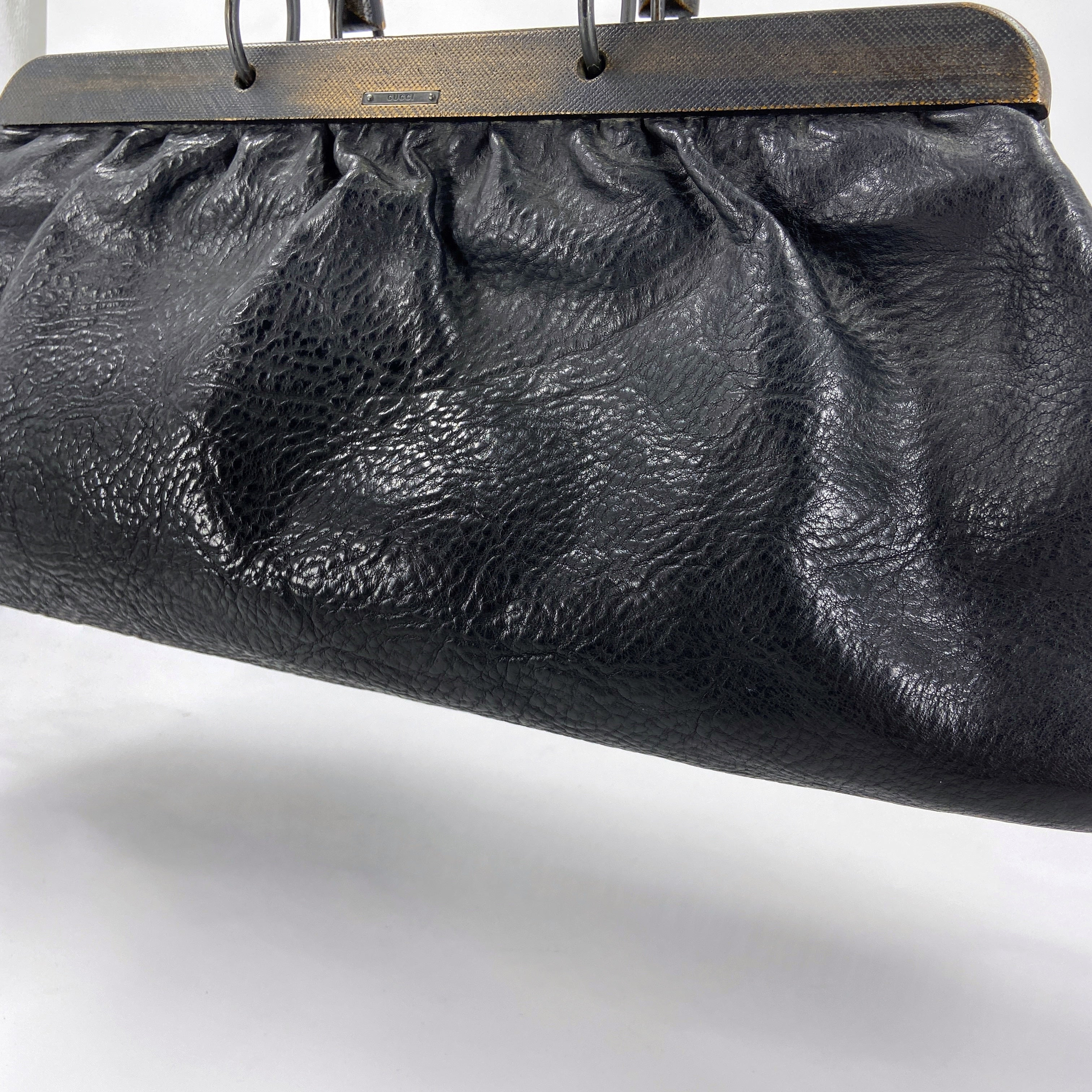 Gucci Fall 2002 Tom Ford Black Pebbled Buffalo Leather Doctors Bag - 11