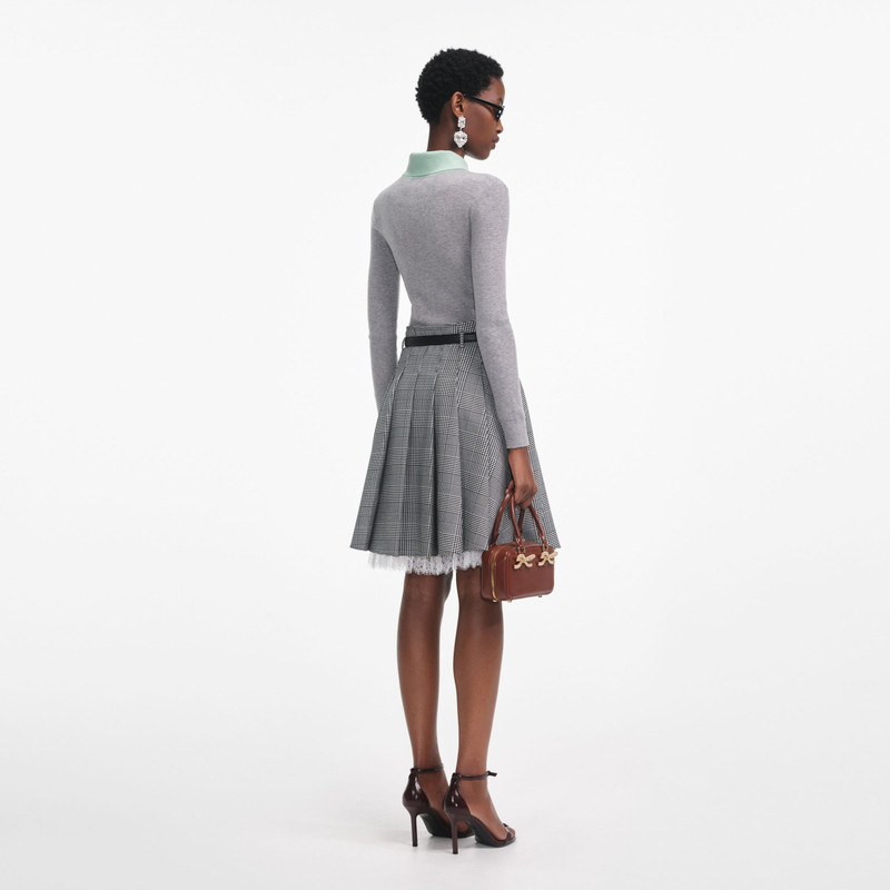 self-portrait Grey Merino Wool Cardigan outlook