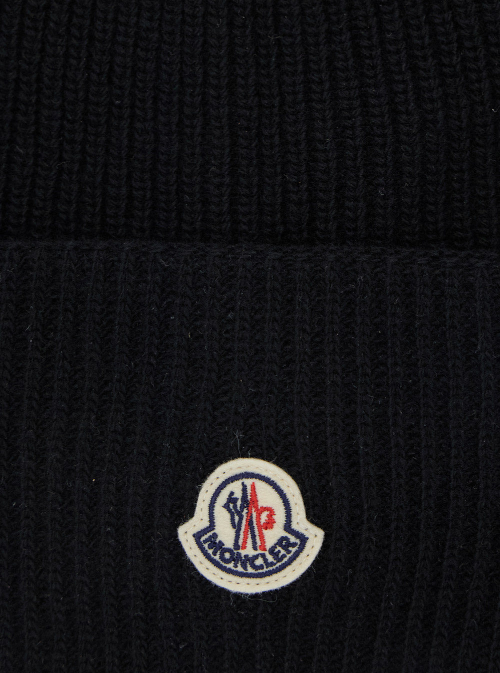 Moncler Women Black Beanie With Logo Patch In Wool Woman - 3