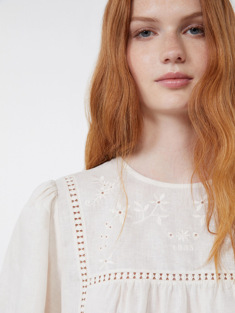 BACINO Linen canvas and stretch jersey top - ECRU 6