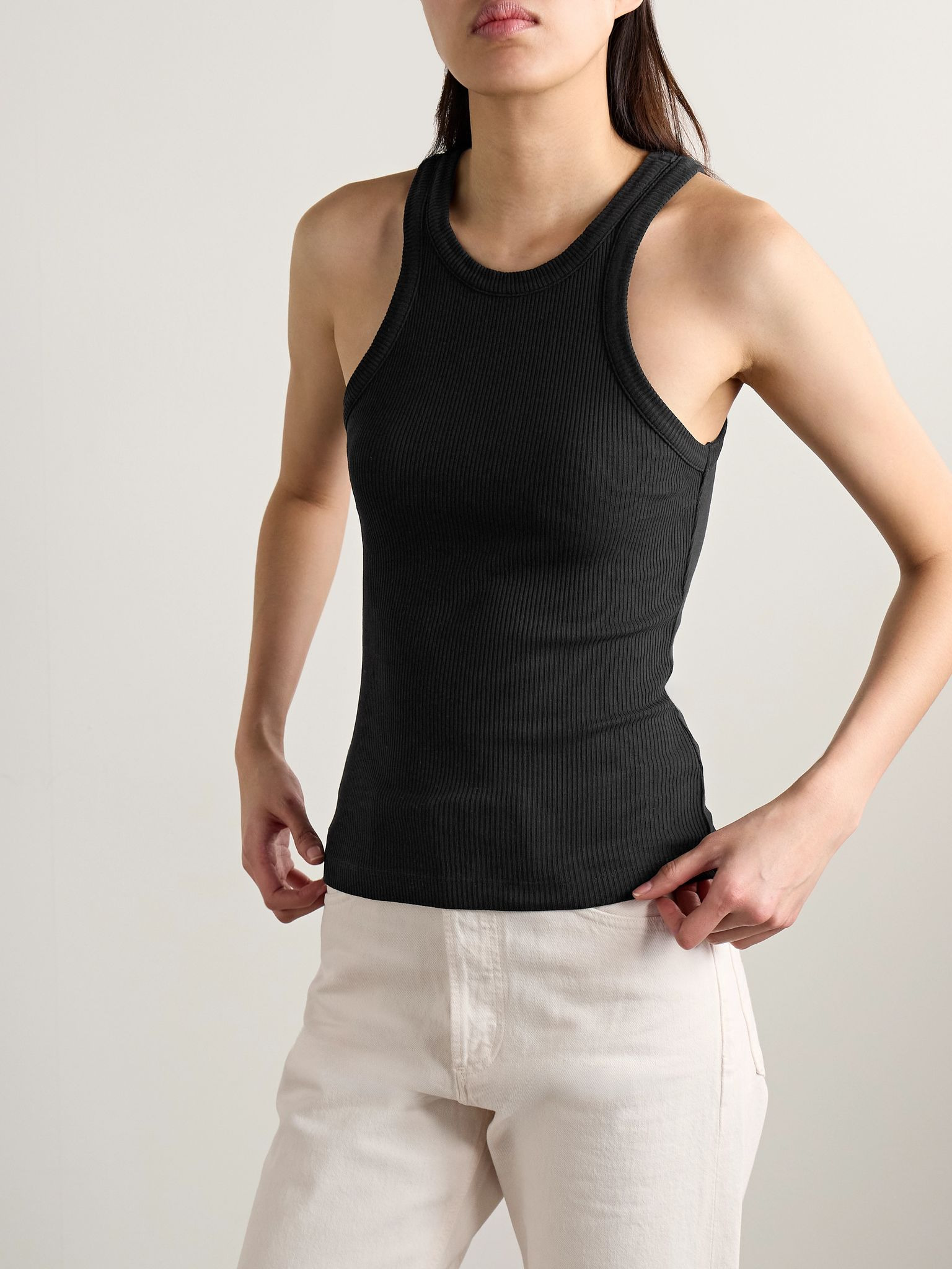 Rayne ribbed stretch organic cotton and Lyocell-blend jersey tank Black - 3