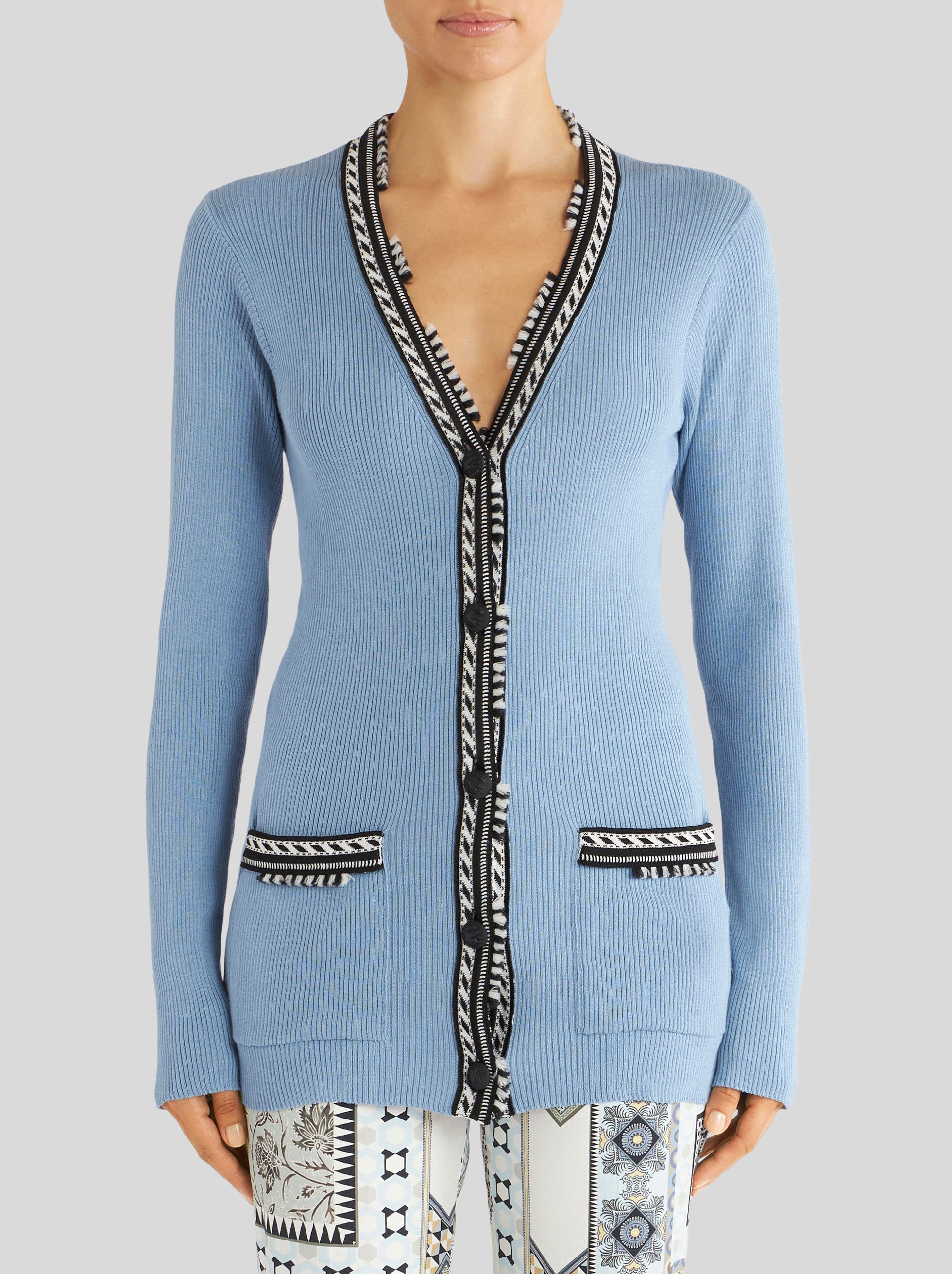 CARDIGAN WITH GEOMETRIC BORDERS - 2