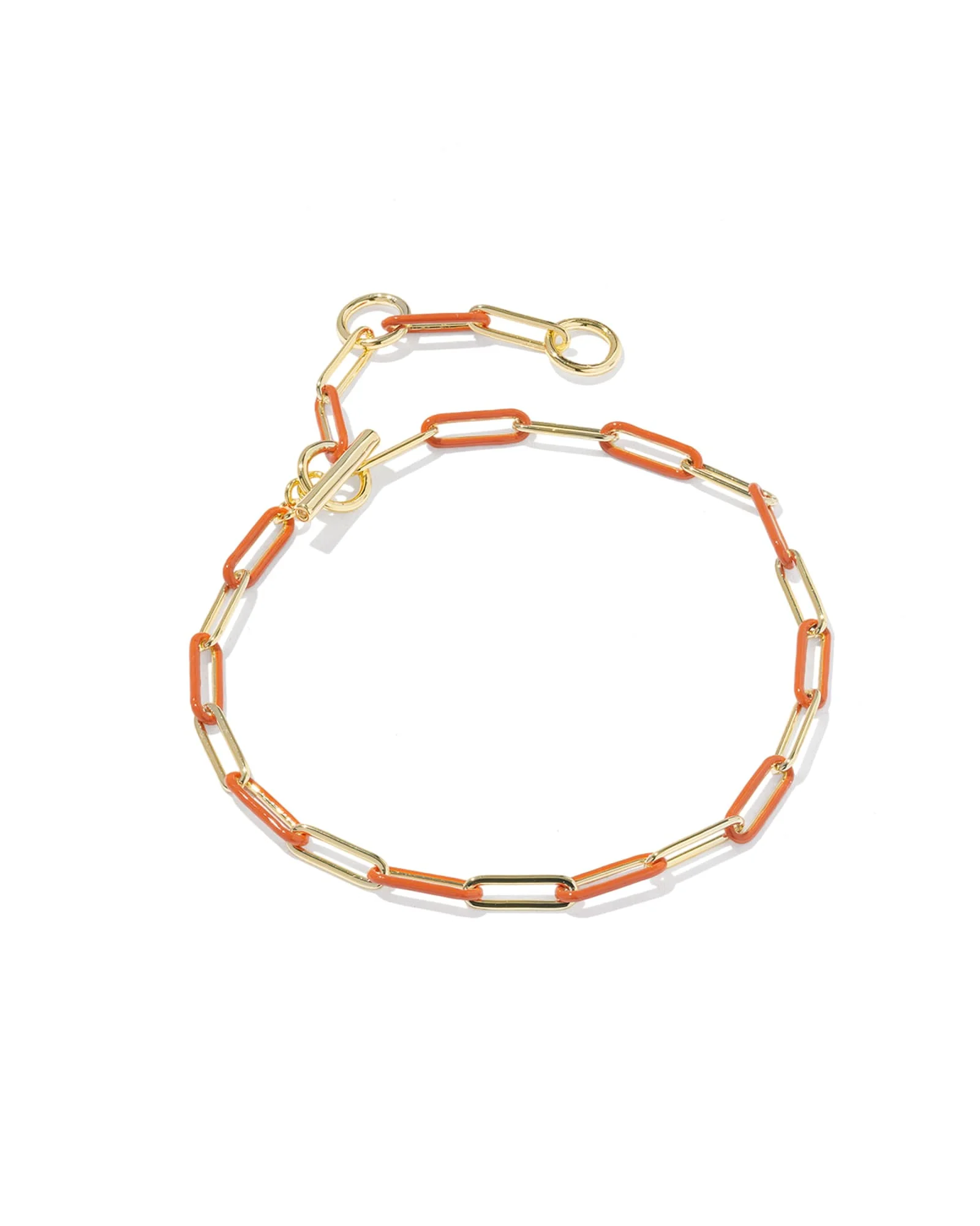 Courtney Gold Enamel Link and Chain Bracelet - 1