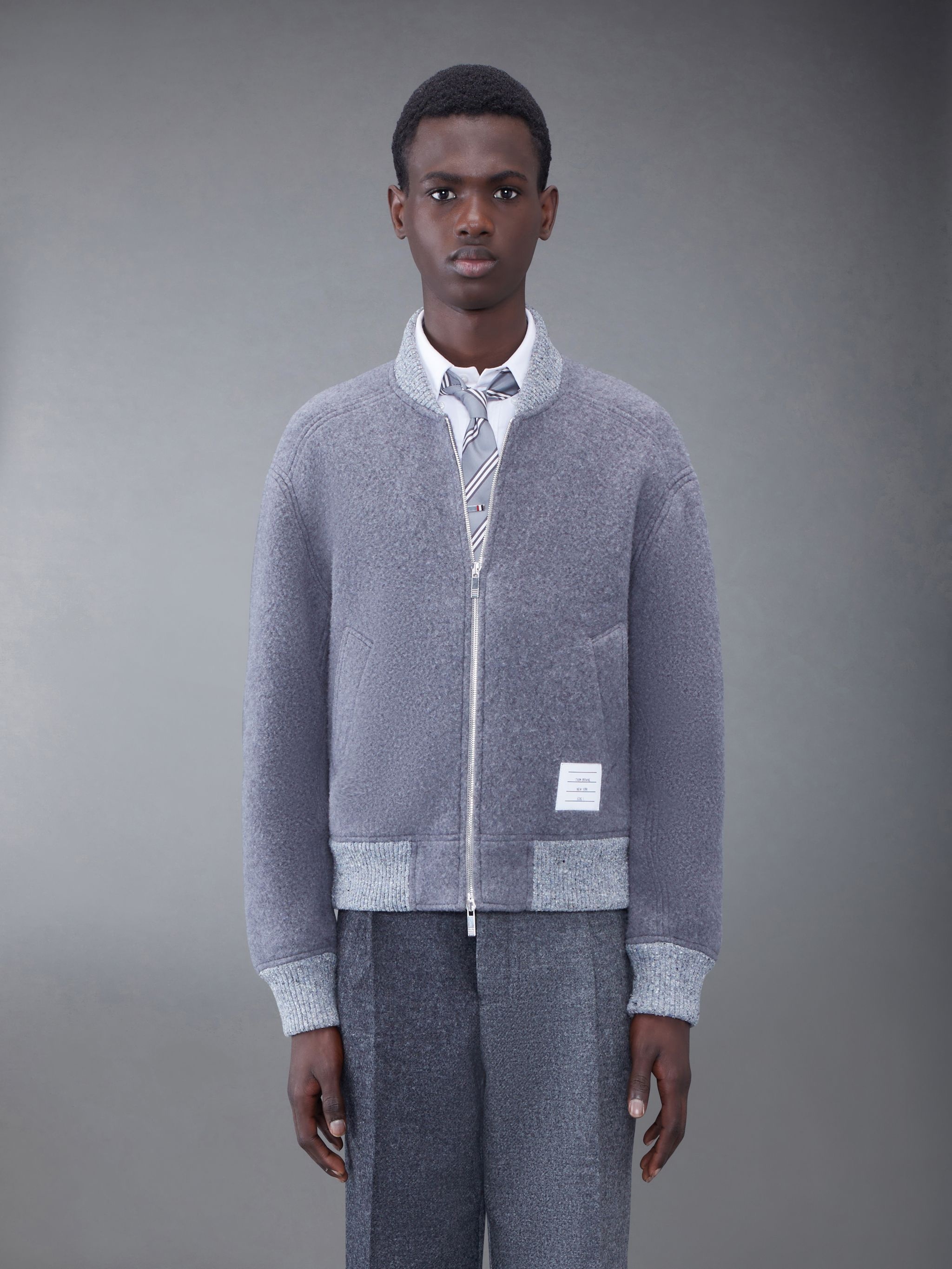 Wool Fleece Stripe Bomber - 3