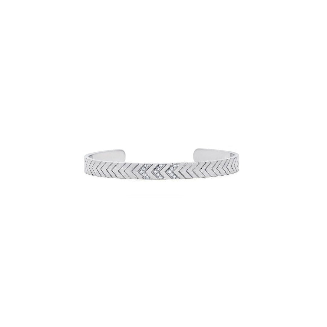 WHITE GOLD TRI-DIAMOND CHEVRON CUFF - 2