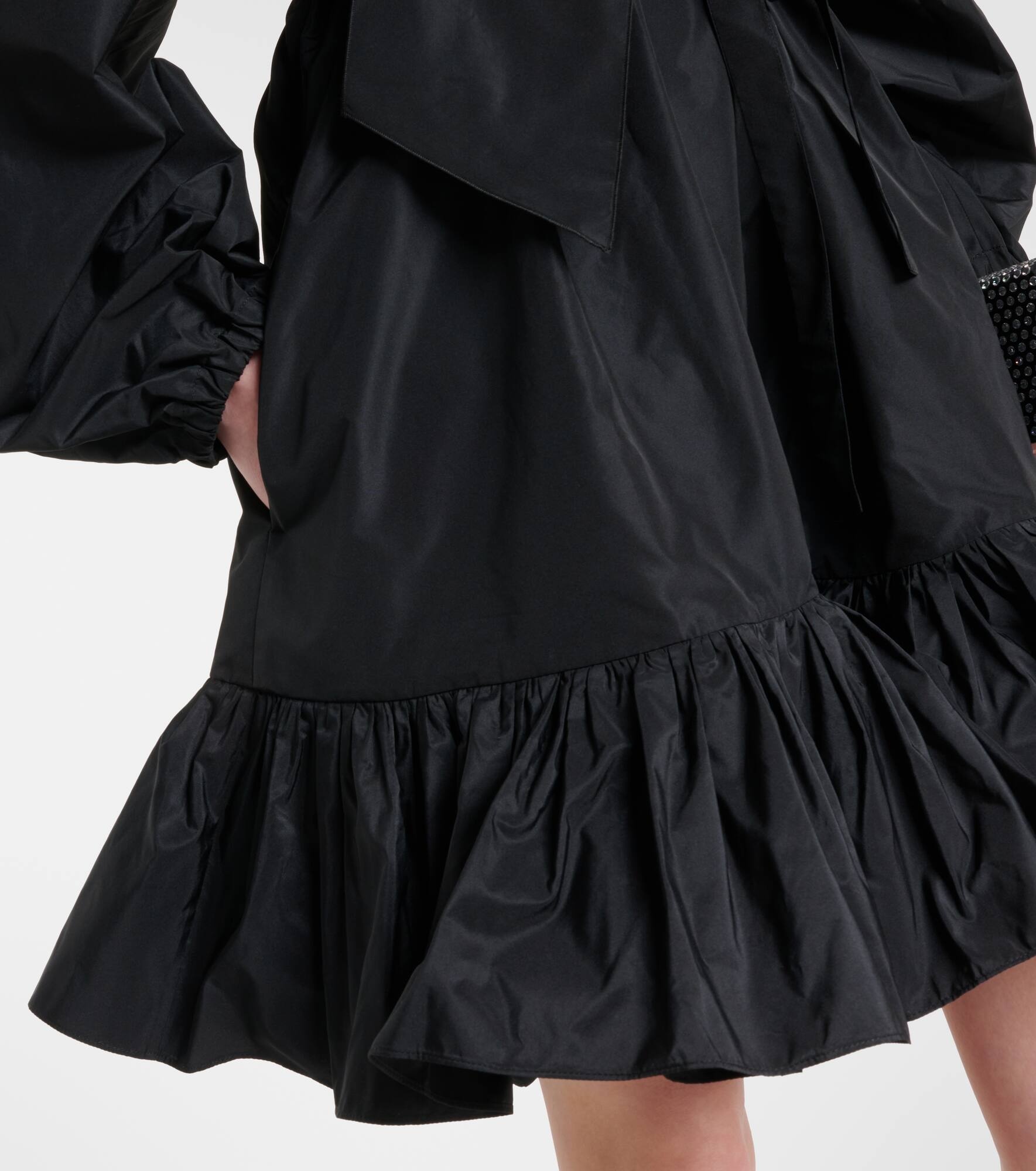 Bow-detail ruffled faille minidress - 5
