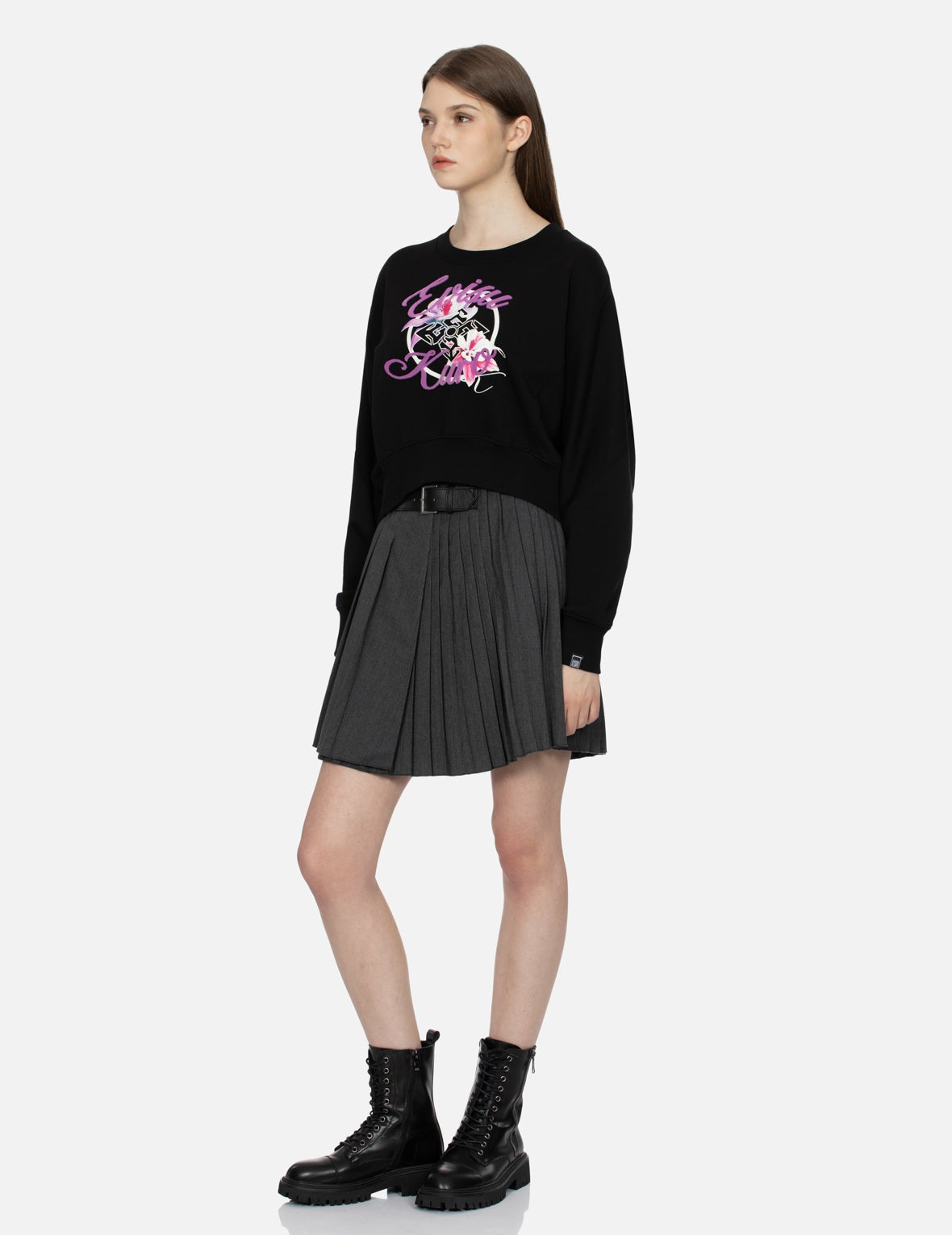 Floral Kamon Print and Logo Jacquard Loose Fit Sweatshirt - 3