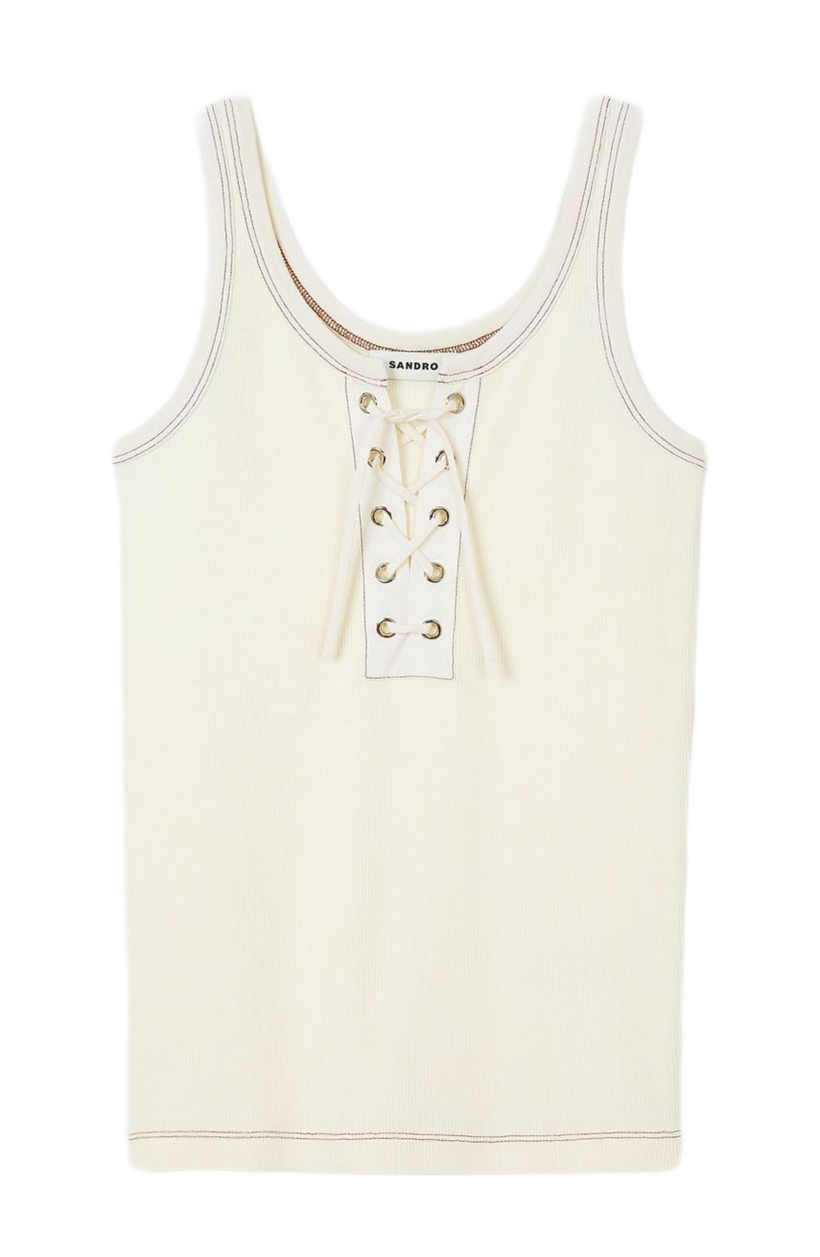 SANDRO Lace-up vest top in Ecru at Nordstrom - 4