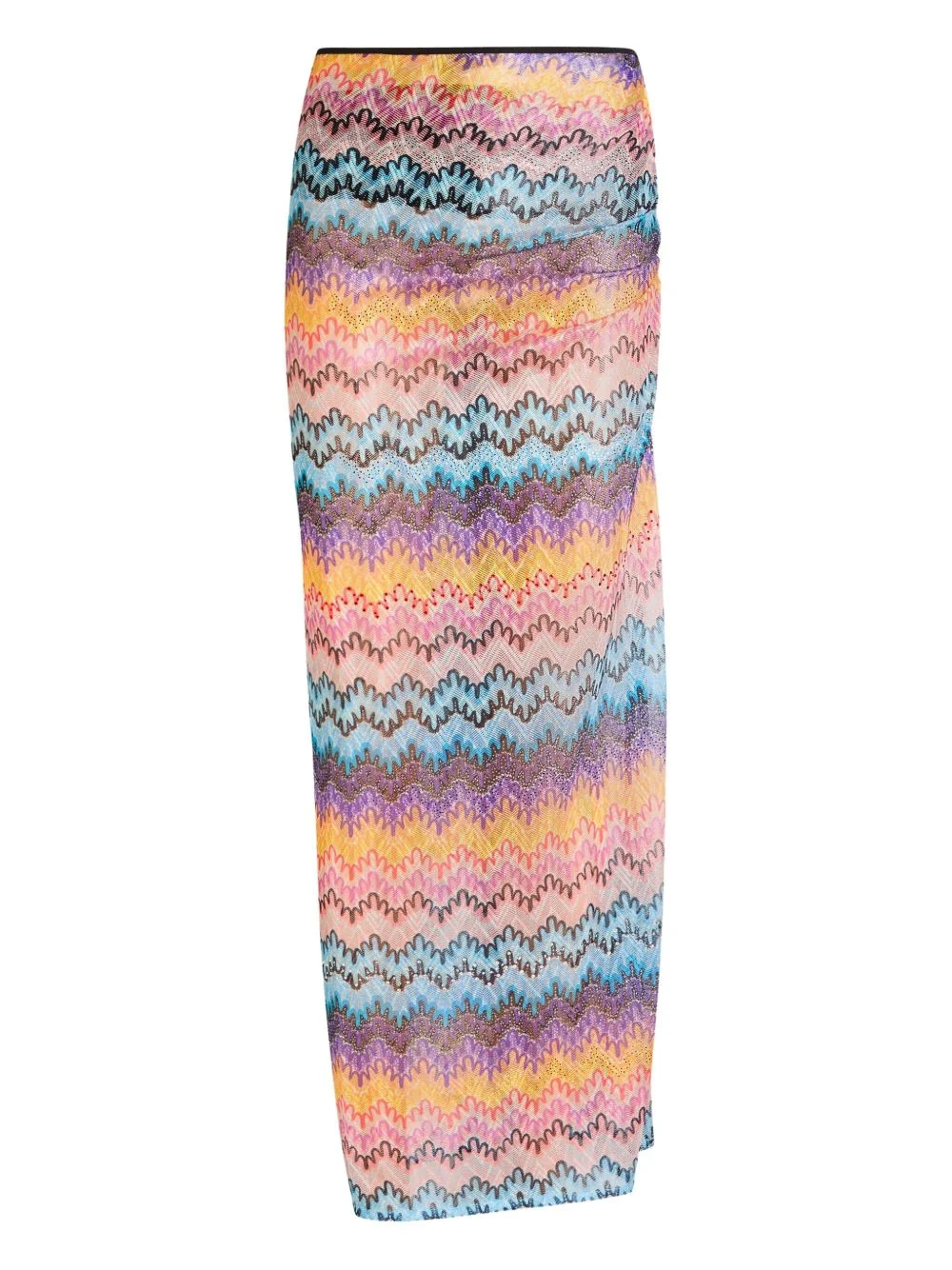 zig-zag pattern lace maxi skirt - 1