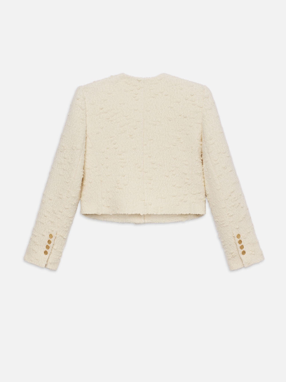 Cropped Button Front Jacket in Ecru - 4