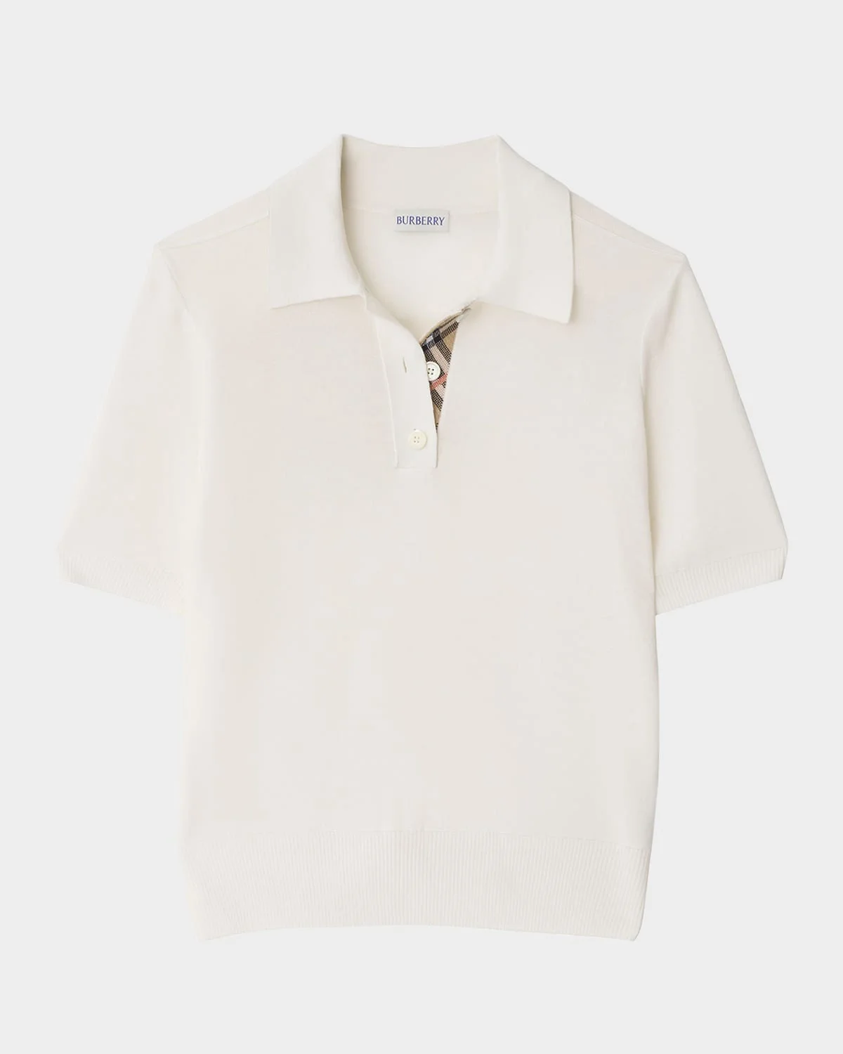 Check-Trim Short-Sleeve Knit Polo Shirt - 1