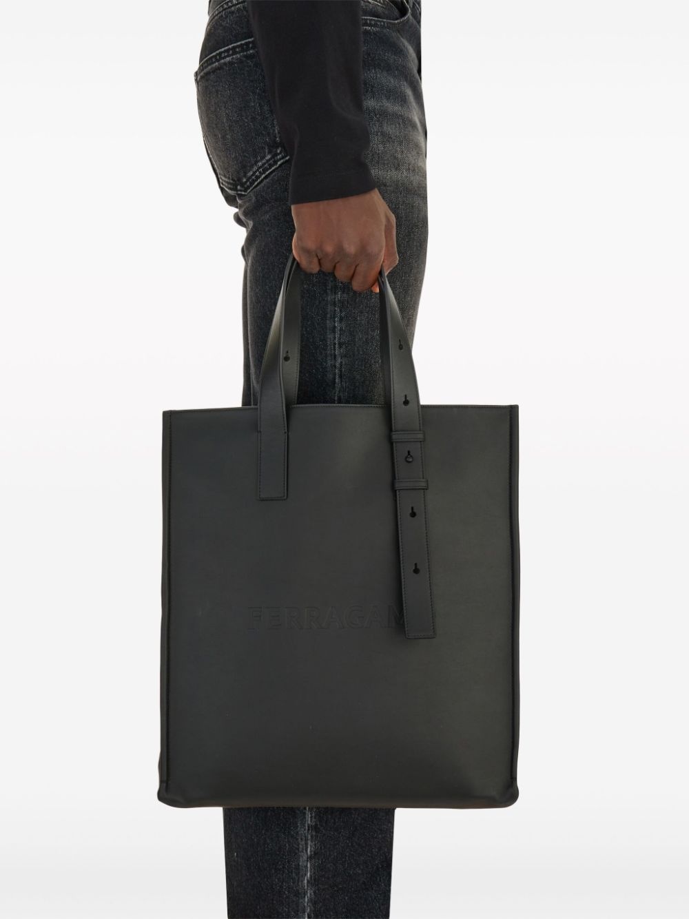 North-South leather tote bag - 2
