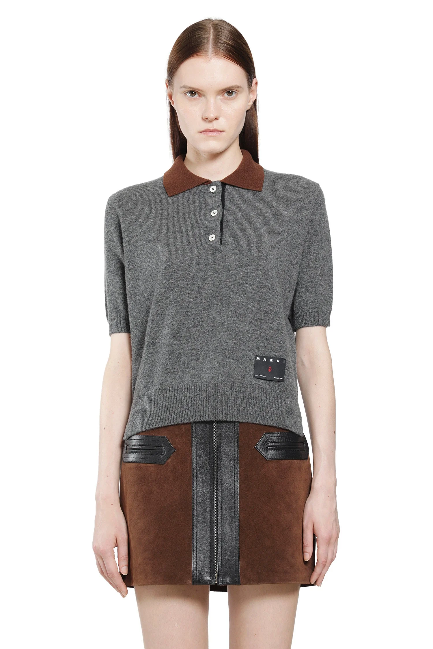 Cashmere Polo Shirt With Contrast Colour - 1