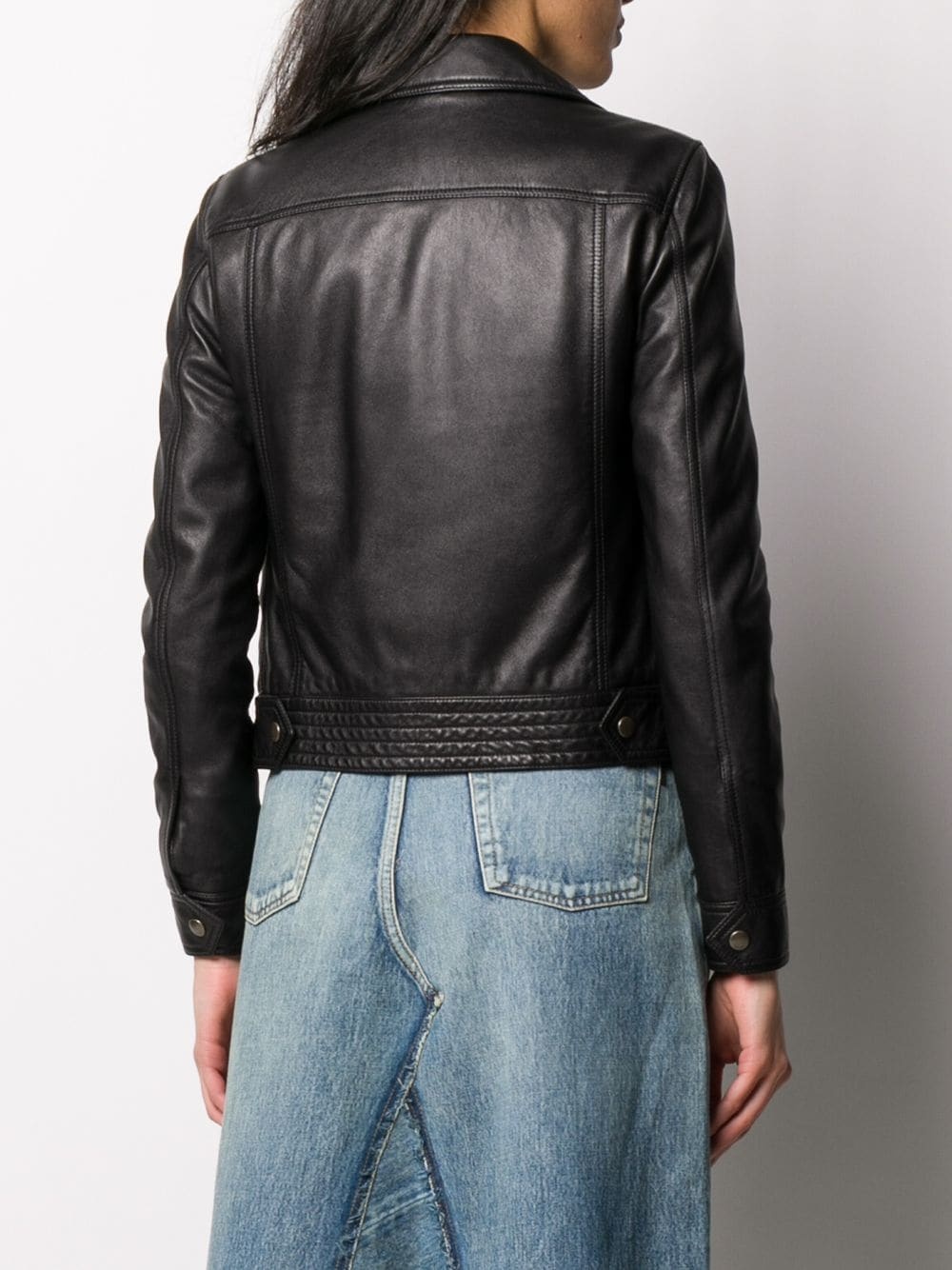 off-centre zipped biker jacket - 4