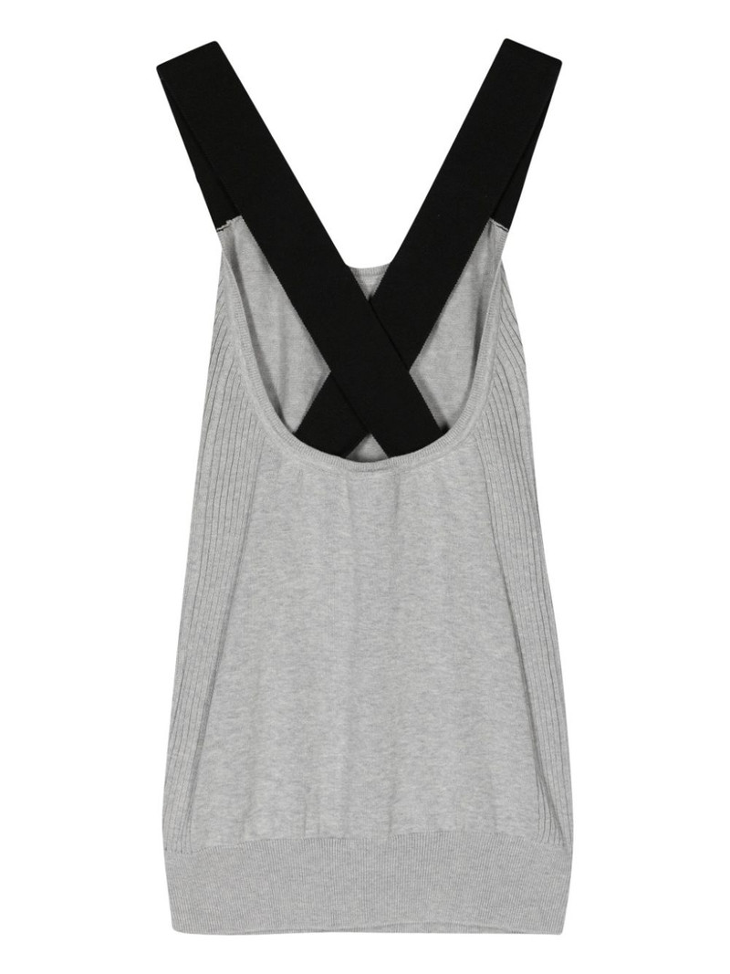 Plan C crossover-straps fine-knit top outlook