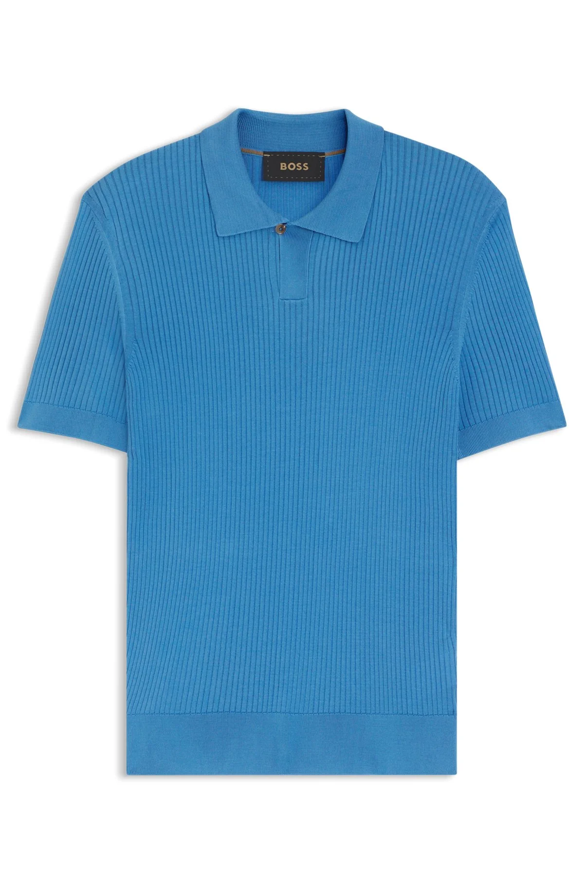 SILK KNIT POLO WITH RIBBED TEXTURE - 1