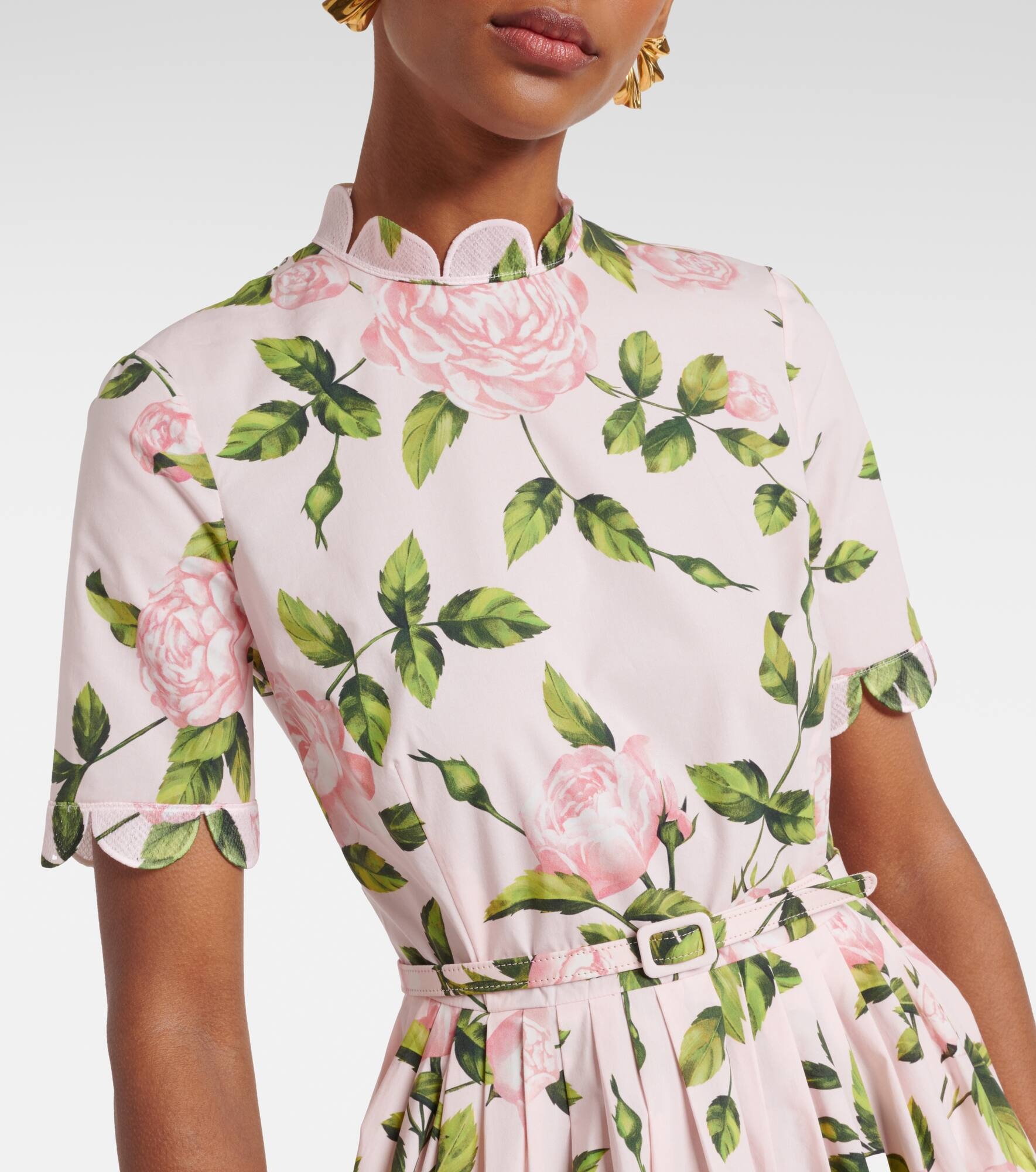 Floral cotton-blend poplin midi dress - 4