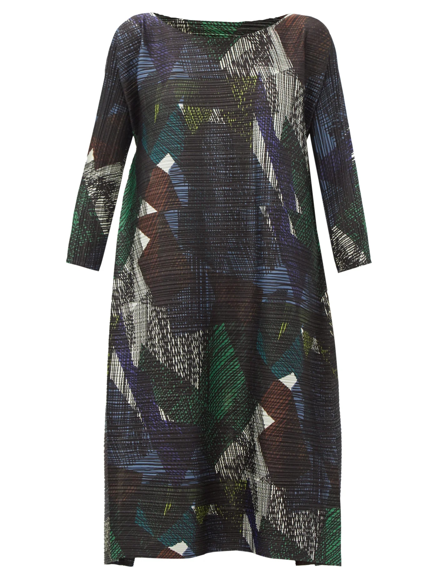 Abstract-print technical-pleated dress - 1