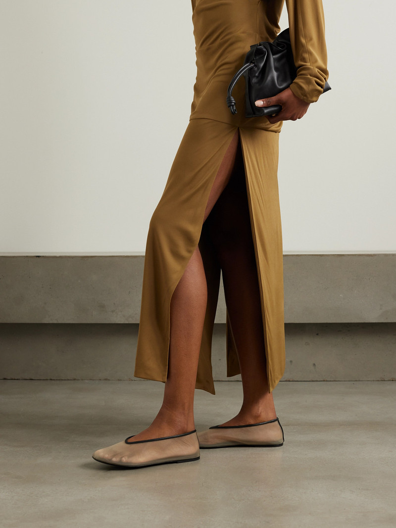 KHAITE Marcy Leather-trimmed Mesh Ballet Flats outlook