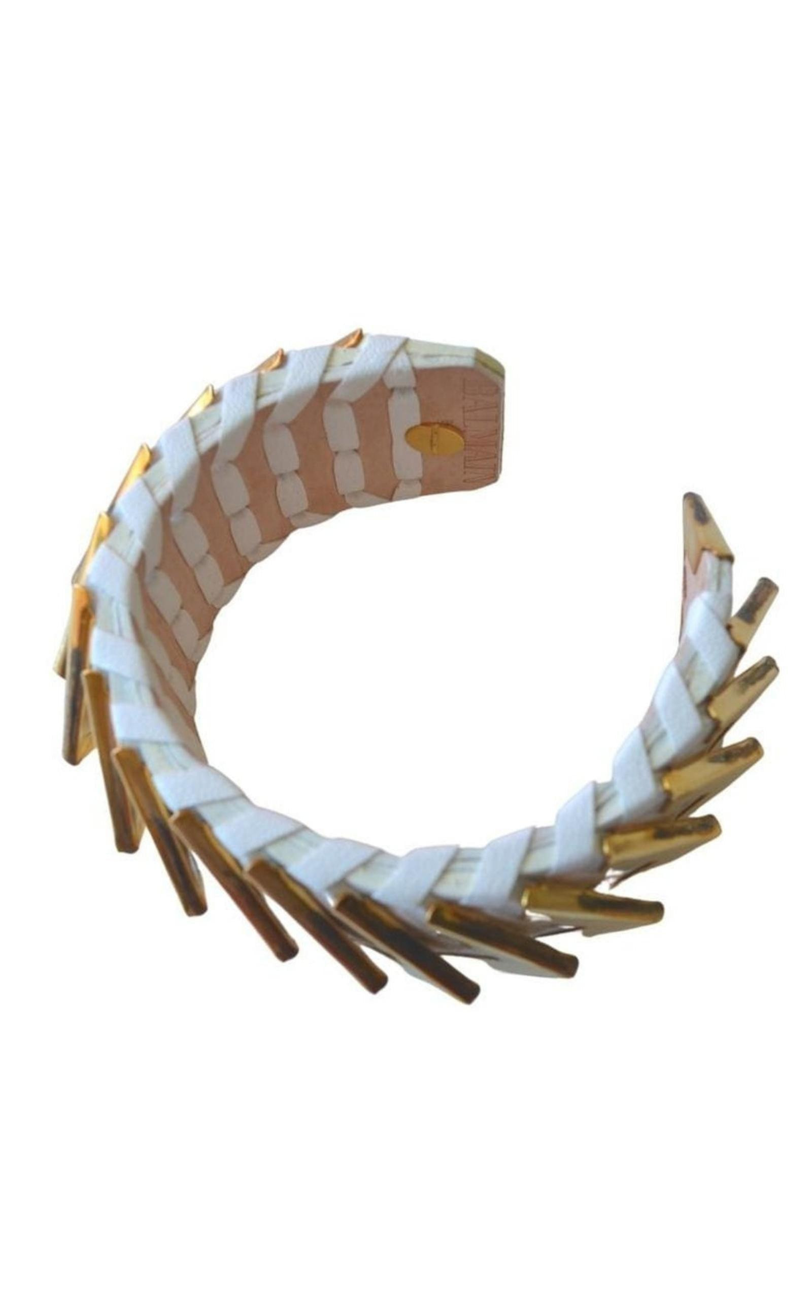Greta White Napa Leather Bracelet - 4