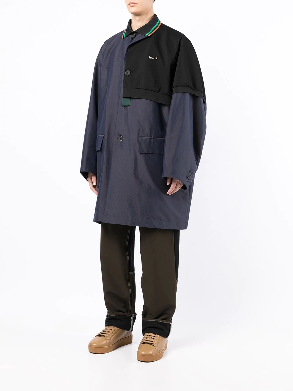 colour-block panelled oversized coat - 3