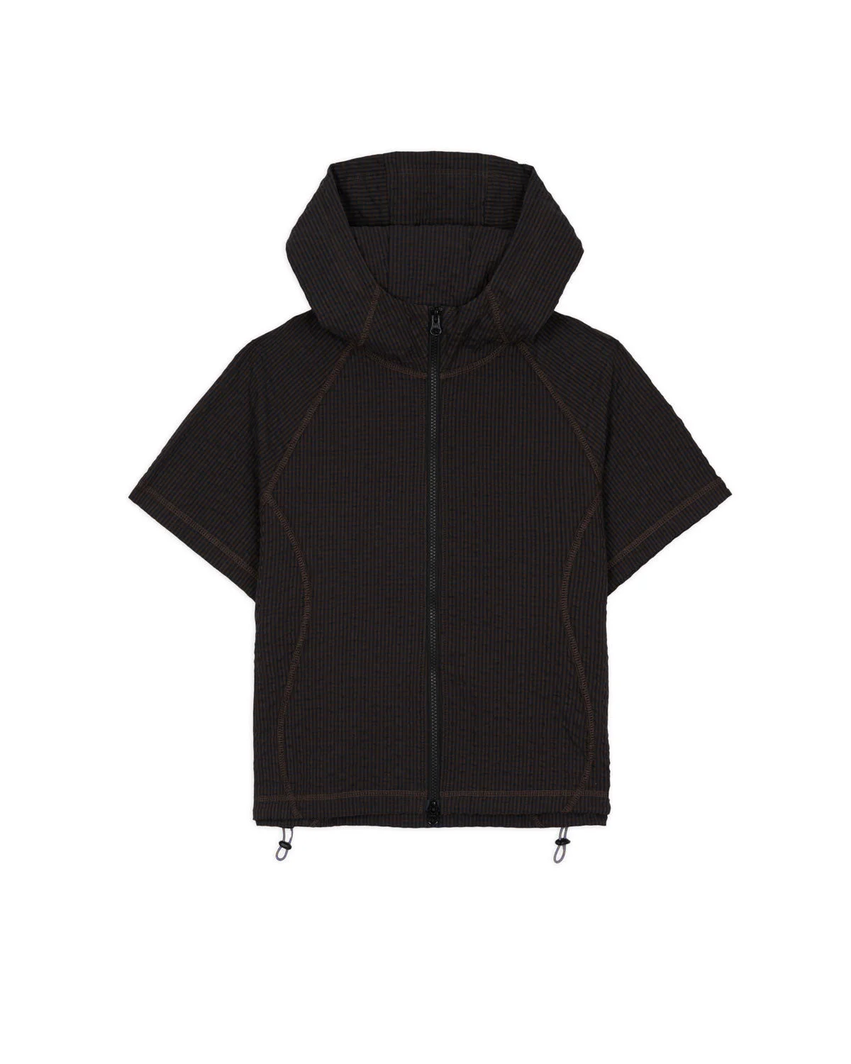 Gingham Hooded Top - Black - 1