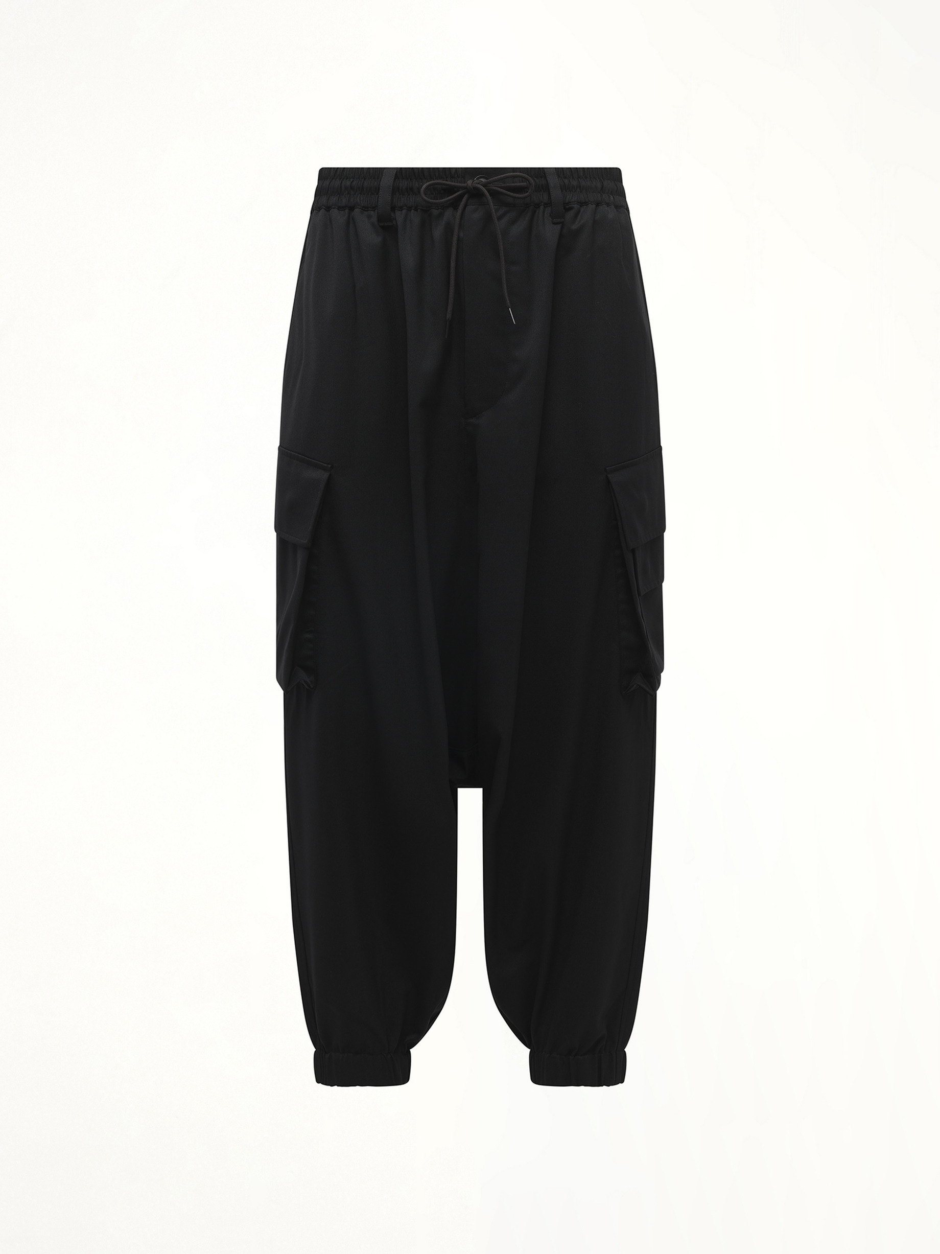 Refined Wool Cargo Pants in Black - 2