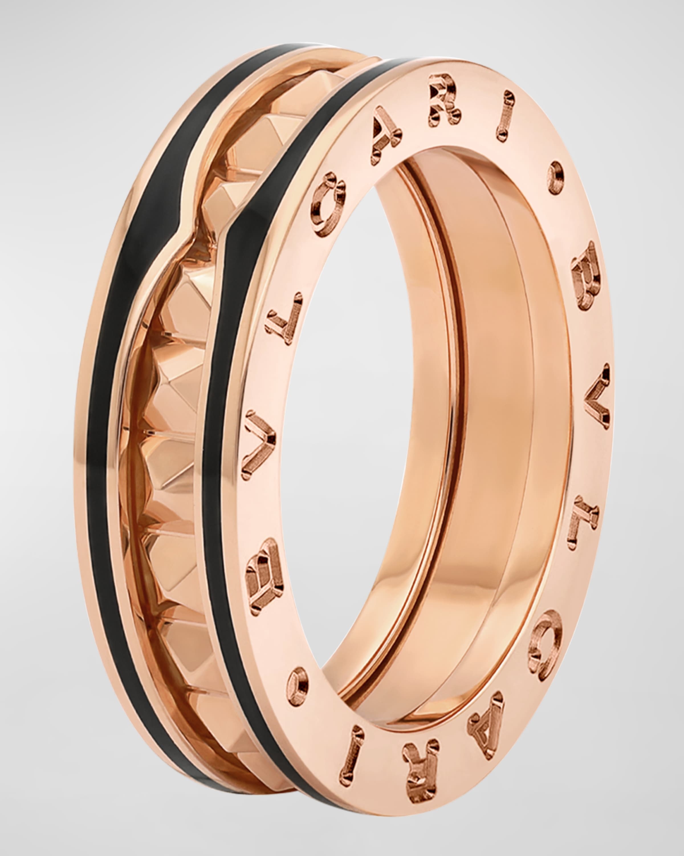 B.Zero1 Rose Gold Ring with Black Ceramic Edge, EU 52 / US 6 - 1