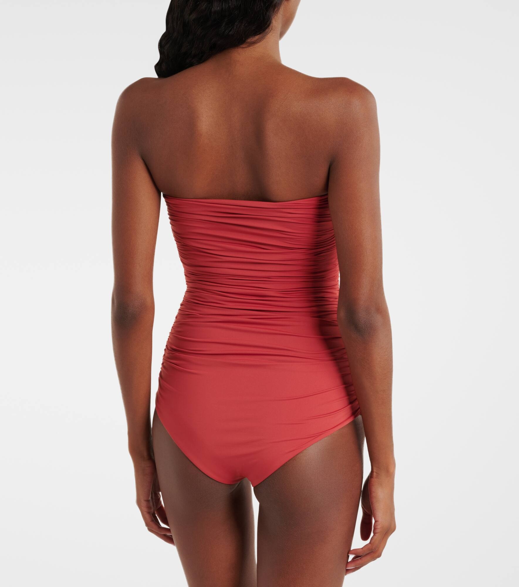 Floral-appliqué ruched swimsuit - 3