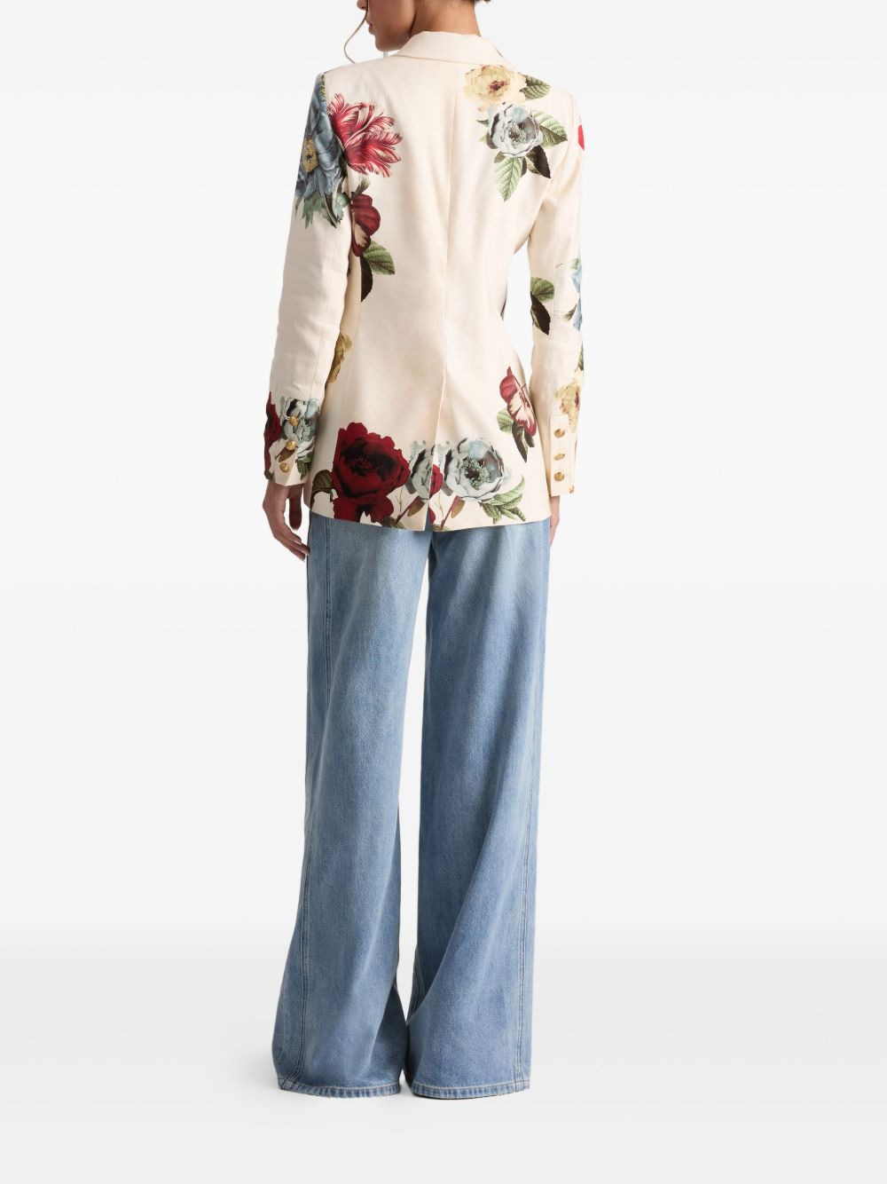 floral-print fitted blazer - 4