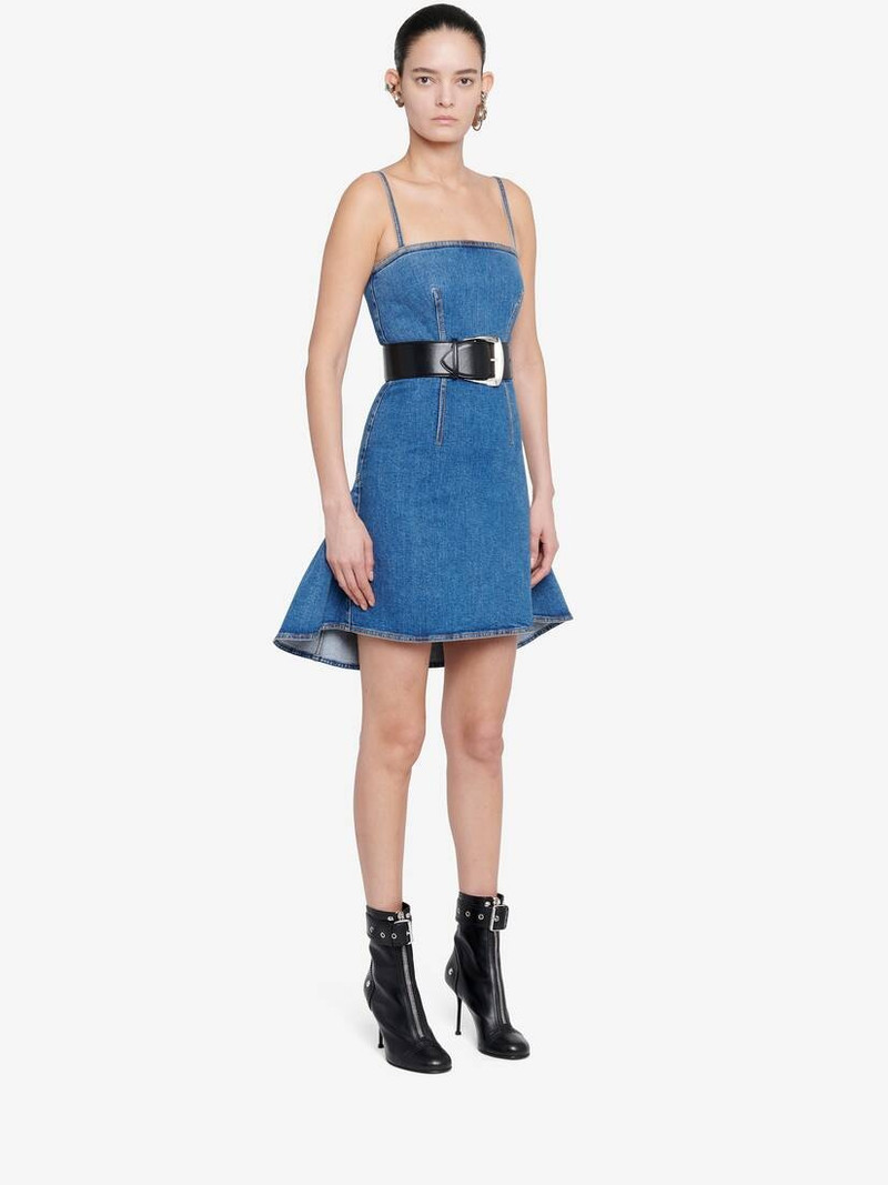 Women's Kickback Denim Mini Dress in Stone Washed 3