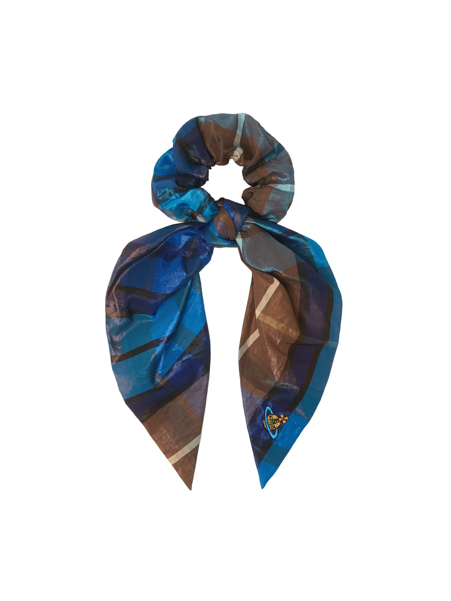 SCRUNCHIE LARGE - SHINY BLUE/BROWN - 1
