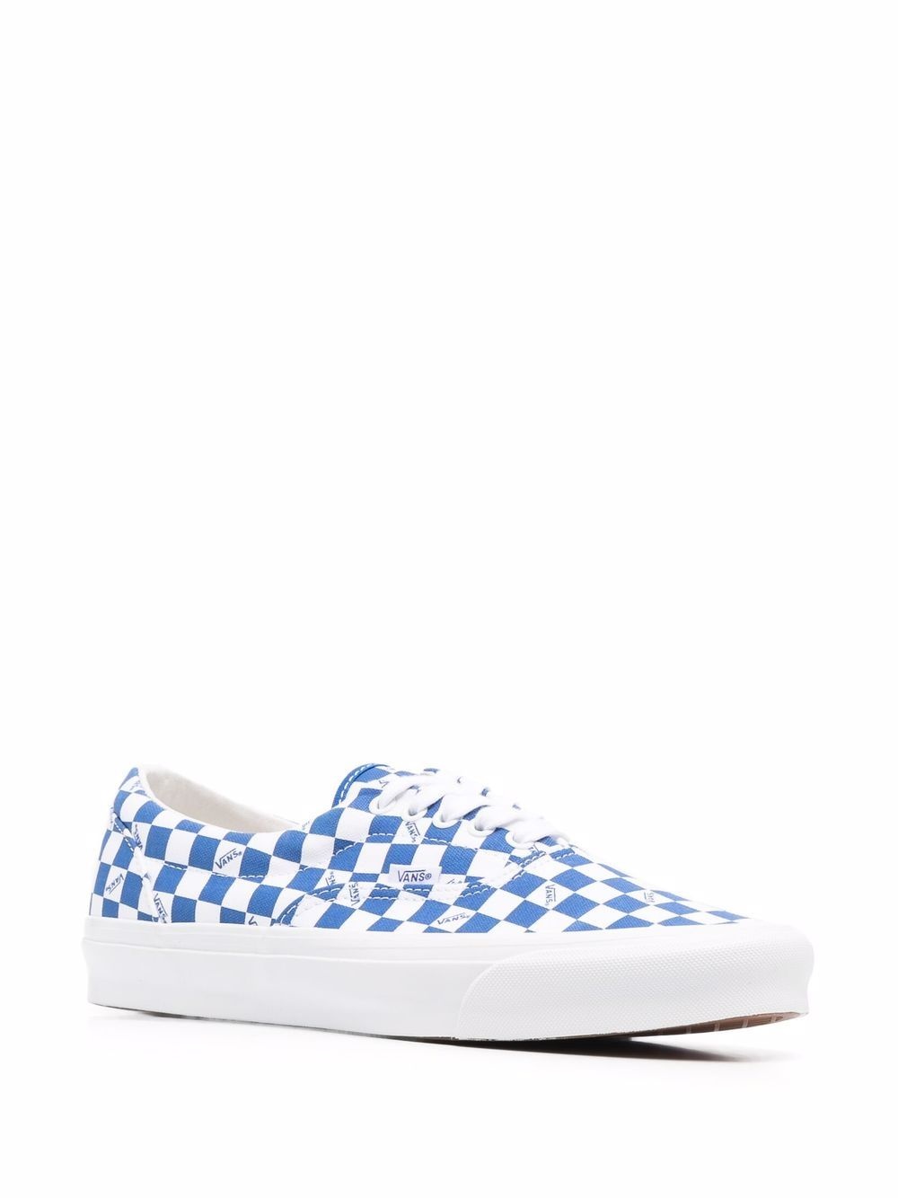 Checkerboard lace-up sneakers - 2