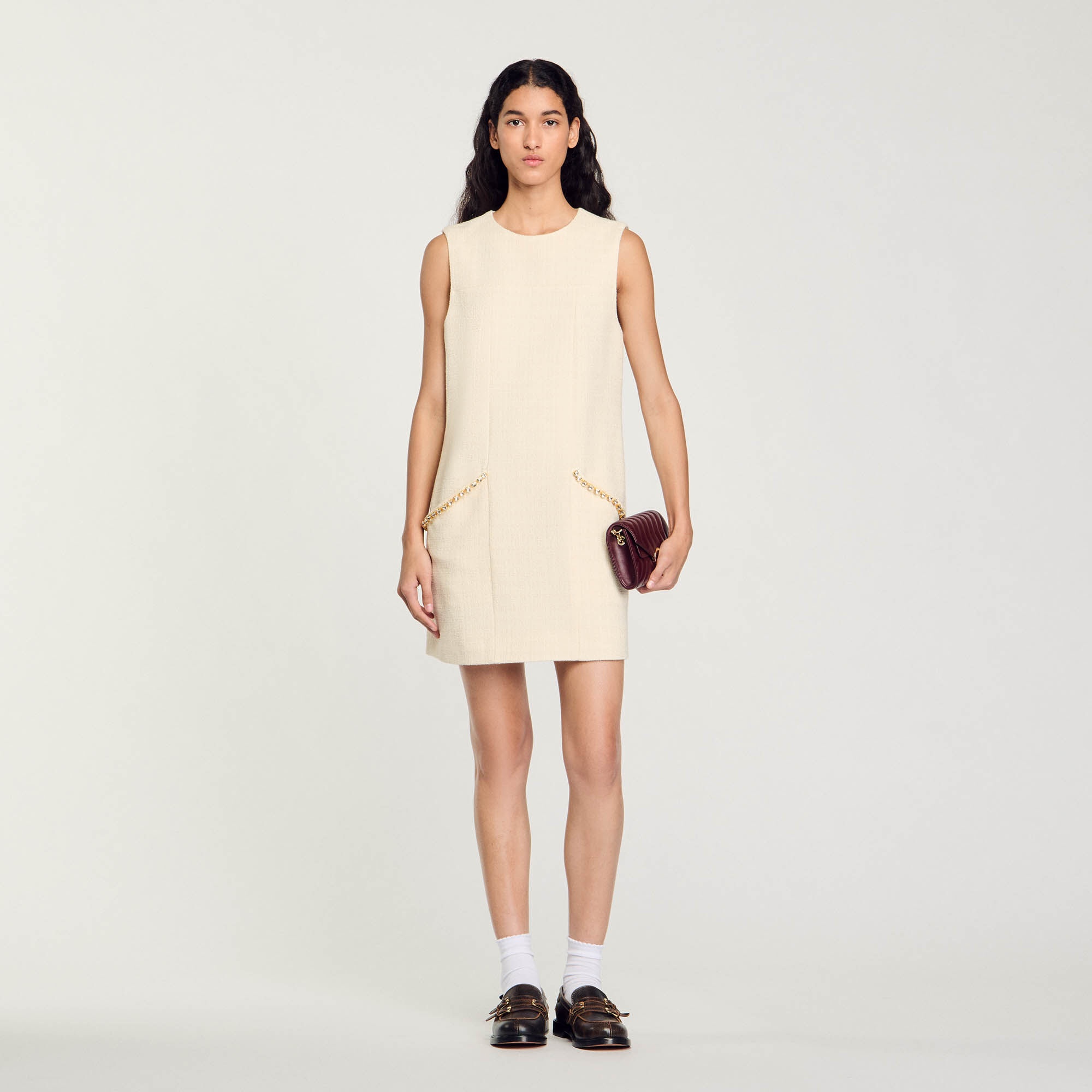 SHORT RHINESTONE TWEED DRESS - 2