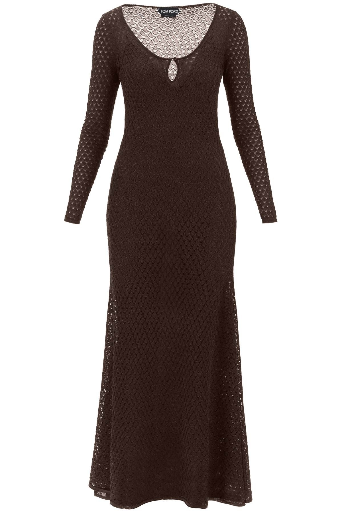 LONG KNITTED LUREX PERFORATED DRESS - 1