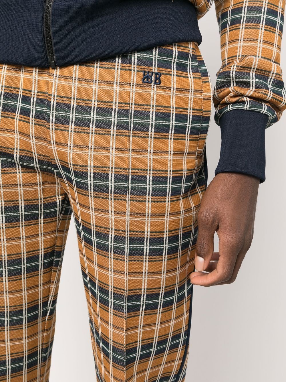 check-pattern straight-leg trousers - 5