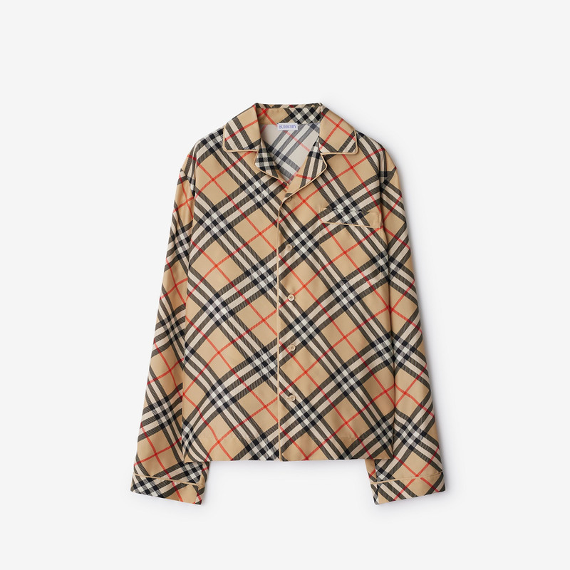Check Silk Pyjama Shirt - 1