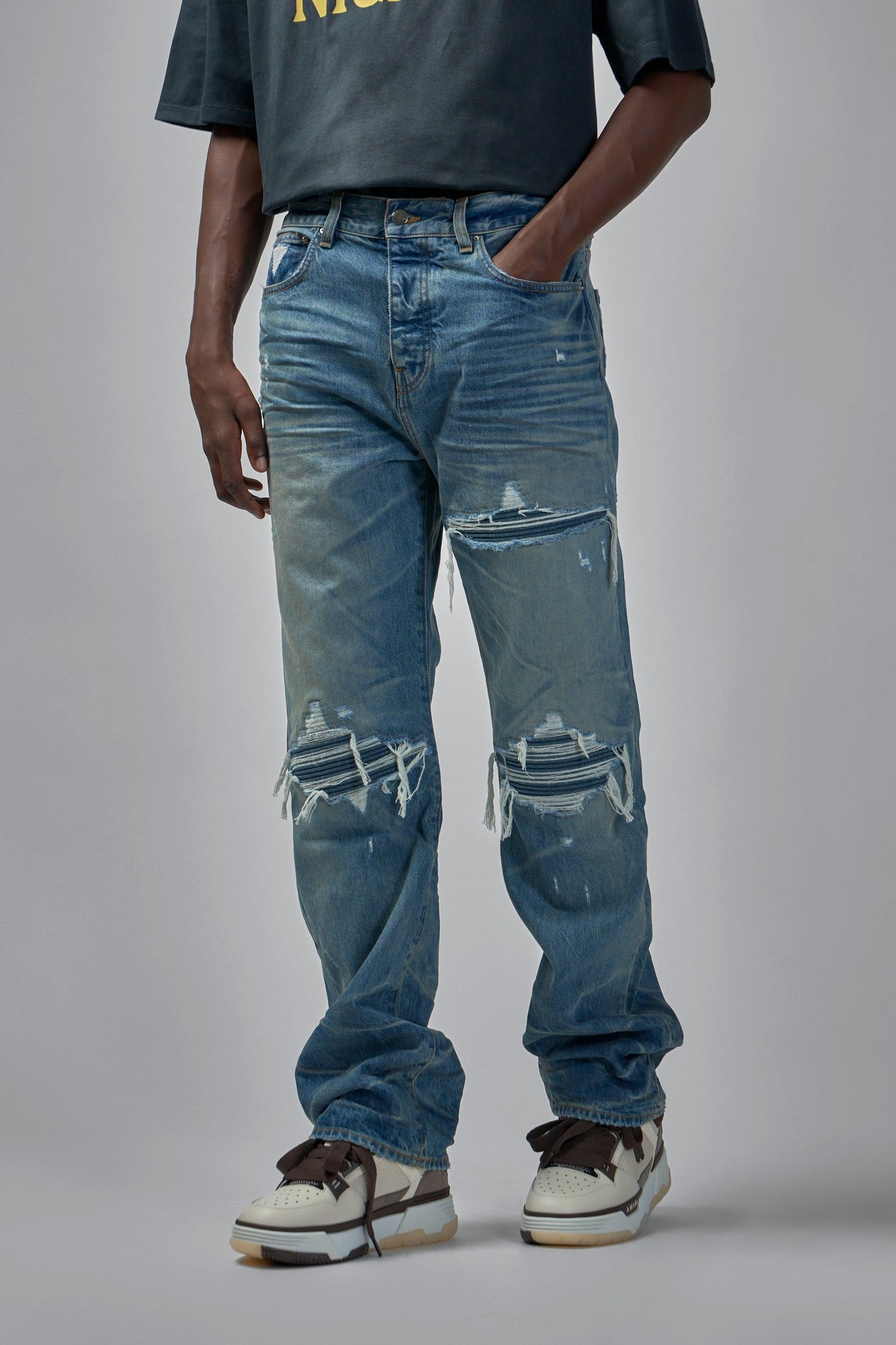 Pleated Denim Straight Mx1 Jeans - 4