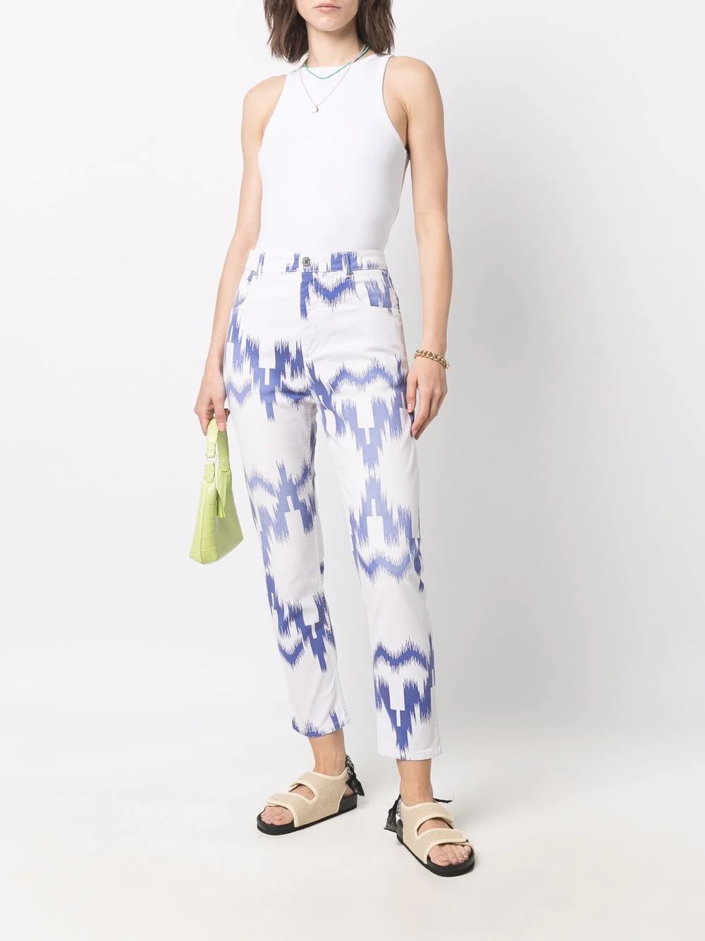 patterned cropped jeans - 2