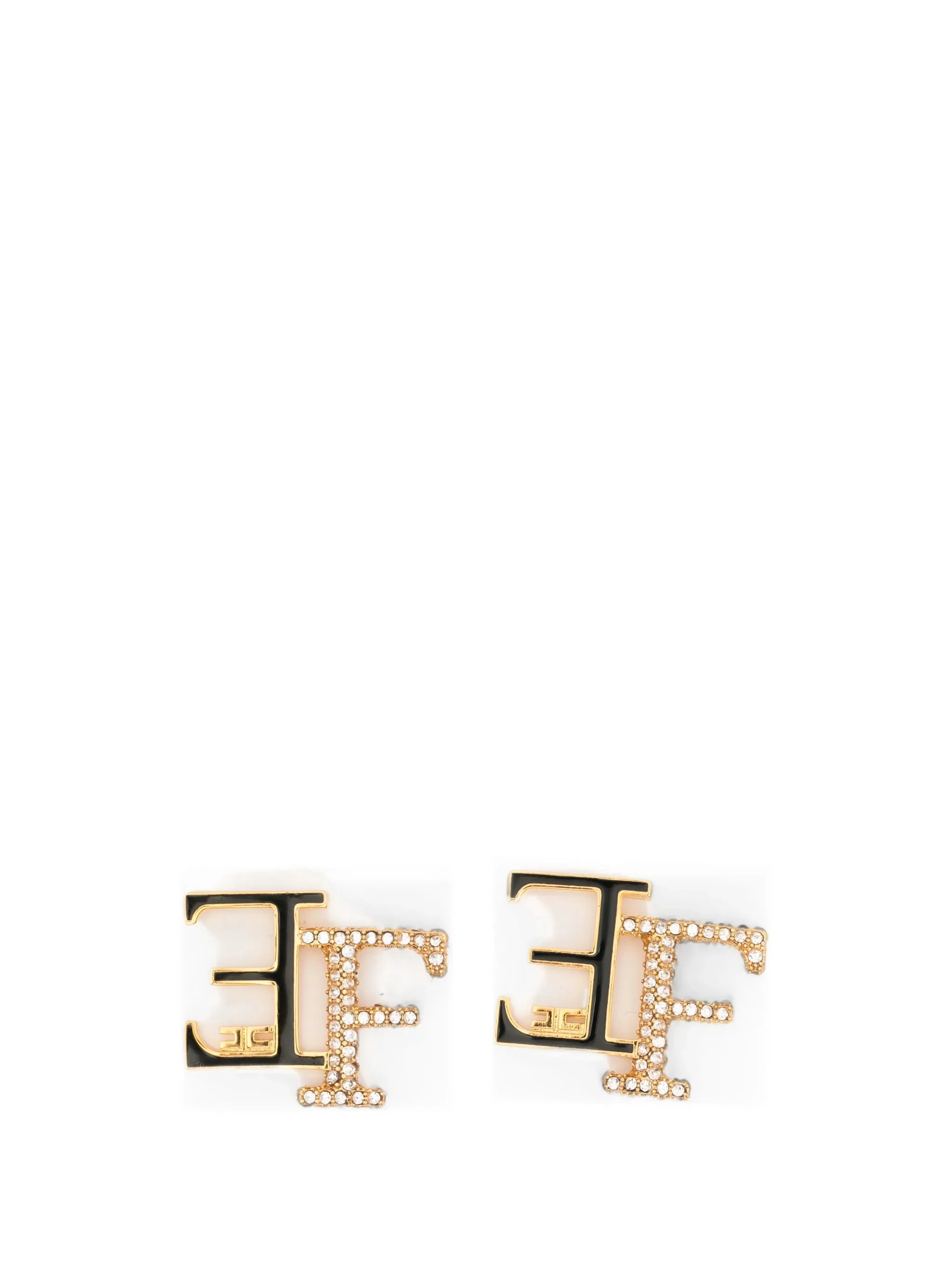 Elisabetta Franchi Logo-plaque Crystal-embellished Earrings - 1