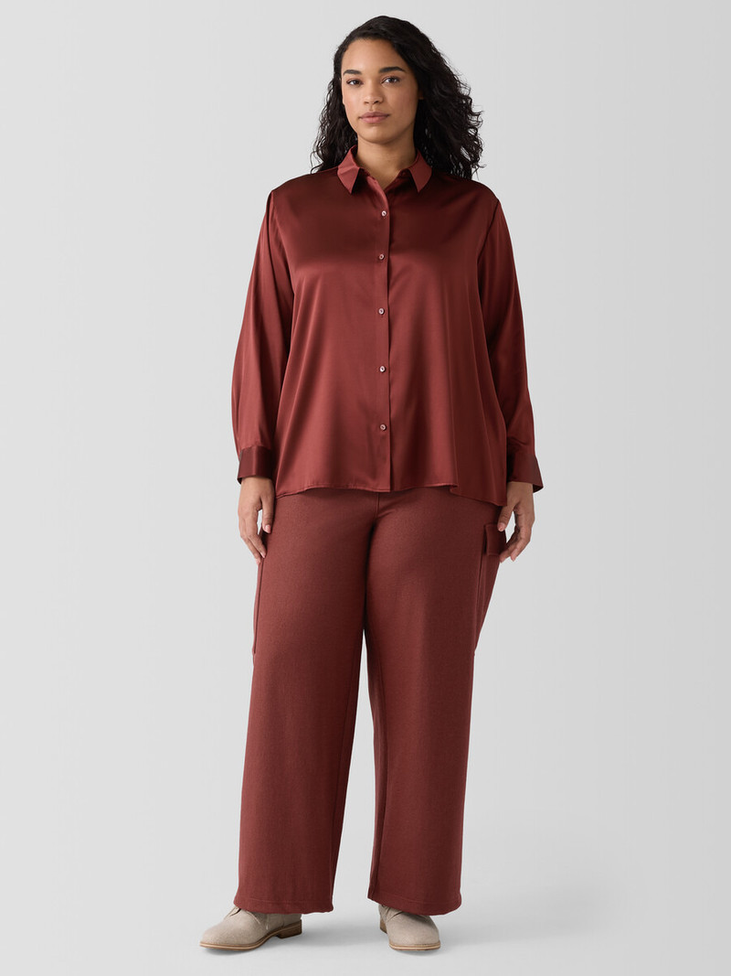 Stretch Silk Charmeuse Classic Collar Shirt 6