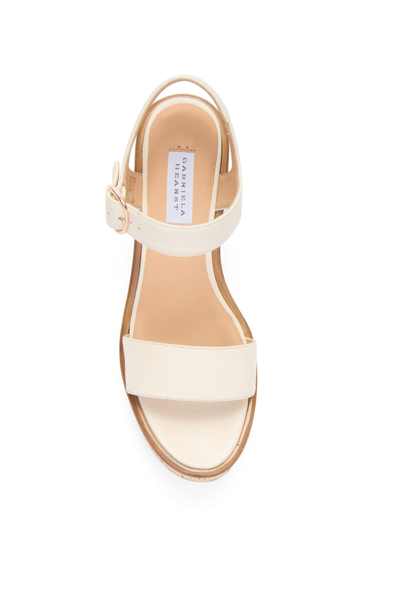Sardis Platform Sandal in Cream Leather 4